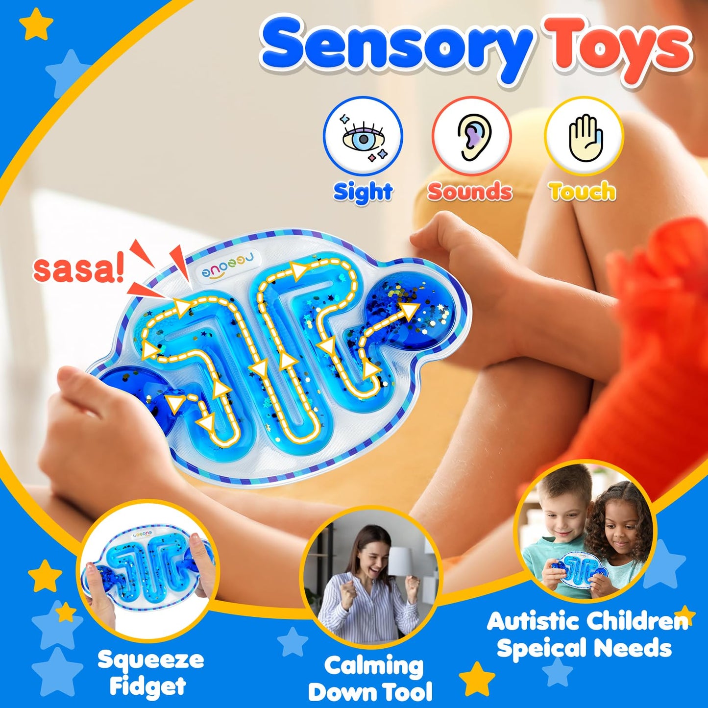 Fidget Sensory Autism Toys Equipment - LESONG ASD Resources for Children, Squishy Toddler Travel Toys on plane, Attention Squeeze Tactile Feelings Toys for Special Needs with Adhd, Anxiety, Autistic