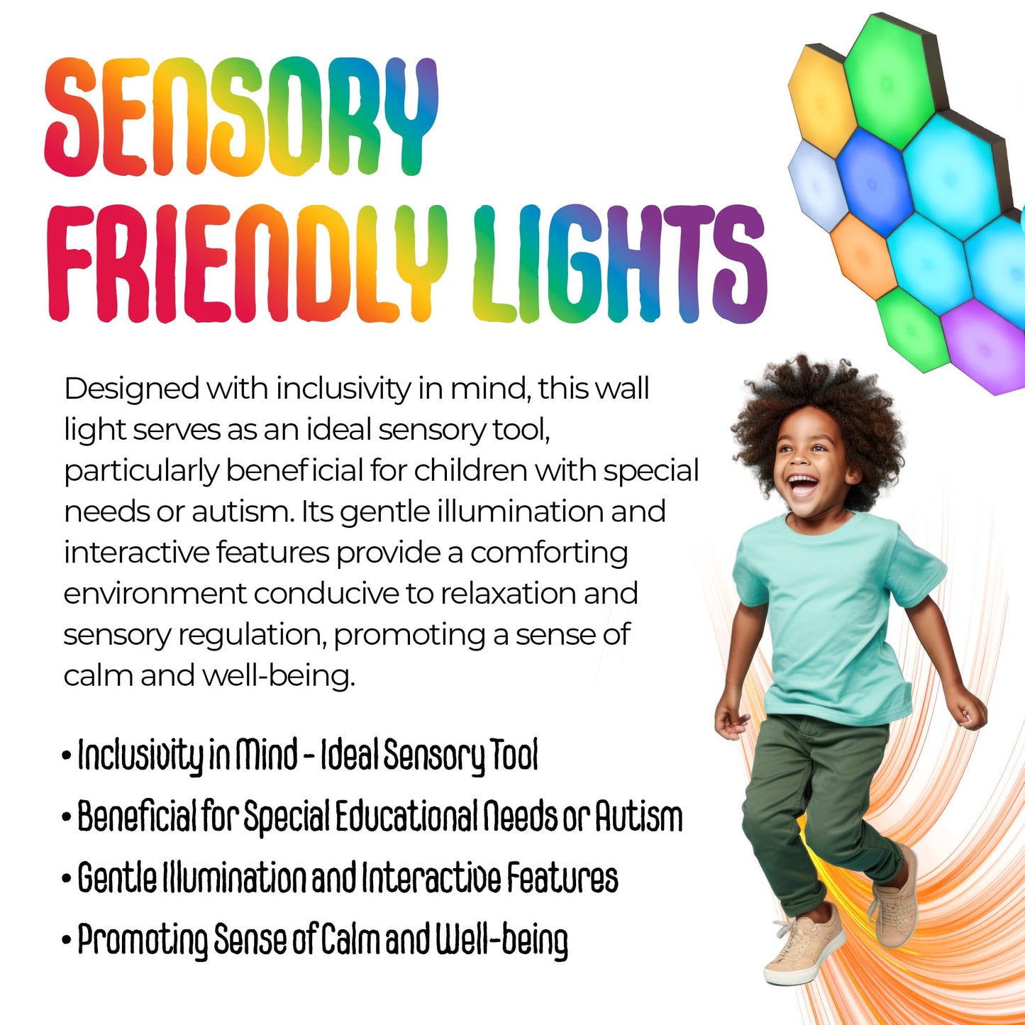 MagicMeadow Touch-Sensitive Hexagon Wall Lights Set of 10 | Interactive, Modular LED Wall Panels | Autism-Friendly Sensory Development Lighting | Kids' Room Decor | Ambiance Lamp for Relaxation Focus