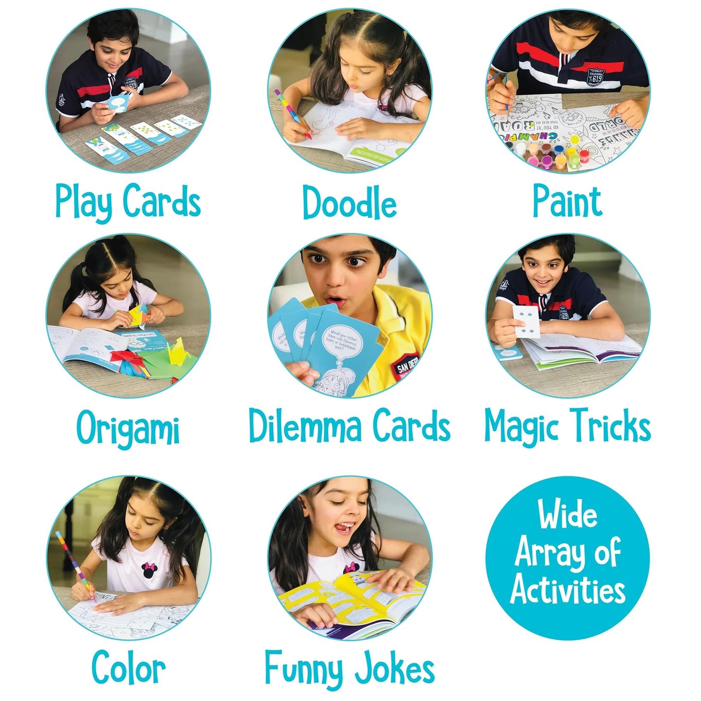 Feel Better Bag: Get Well Soon Kids Gifts Basket, 25+ Fun Activities, Playing Cards, Origami, Games, Clay Art, Magic Tricks - Great Gift for Kids After Surgery Ages 4+, Blue