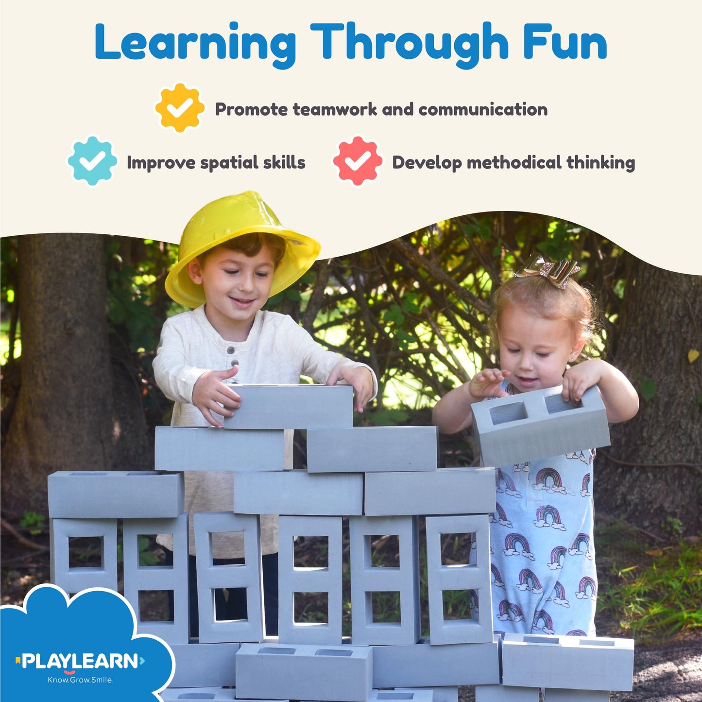 Playlearn Life Size Foam Breeze Block/Brick Construction Building Blocks Toy Role Play