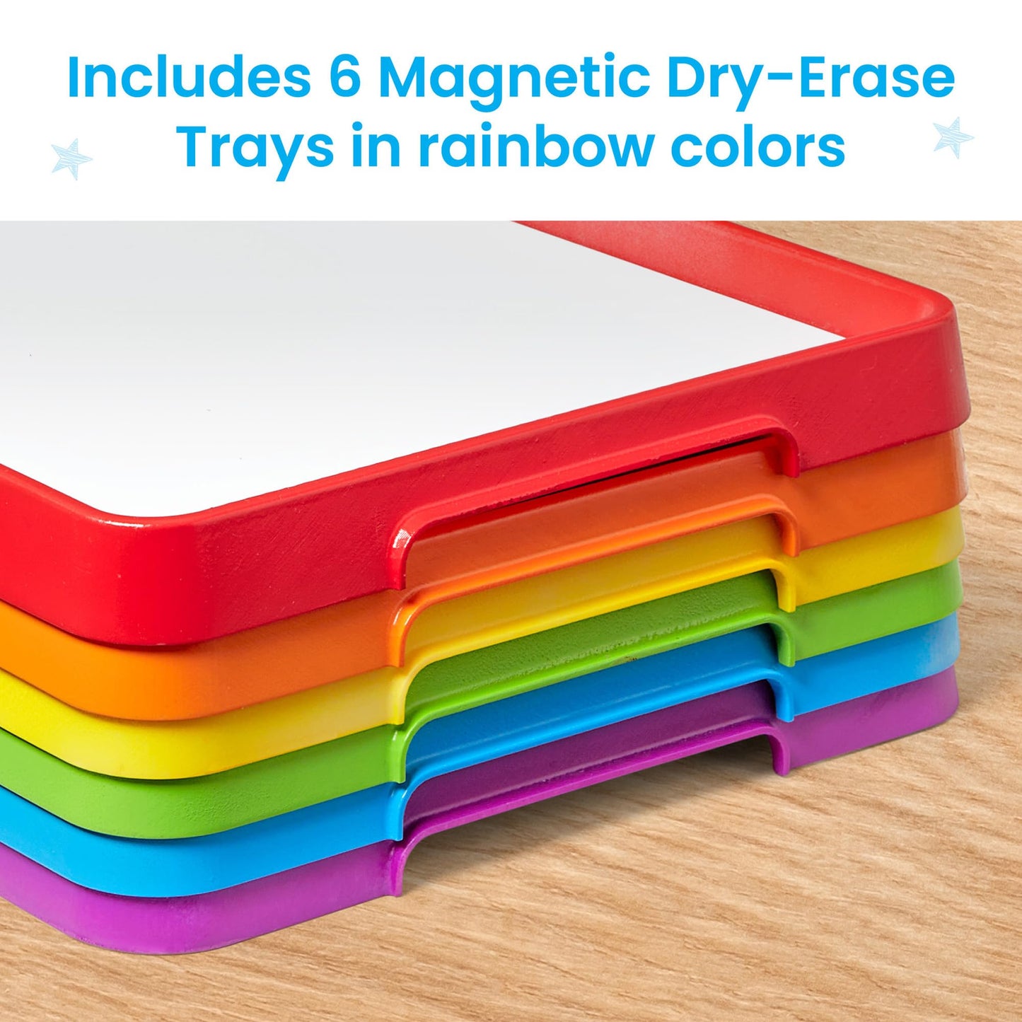 Learning Resources Magnetic Dry-Erase Activity Trays Set of 6, Ages 3+, A4 Paper Sized, Stackable Activity Trays, Whiteboards for Kids, Durable Multipurpose Activity Trays, Classroom Essentials
