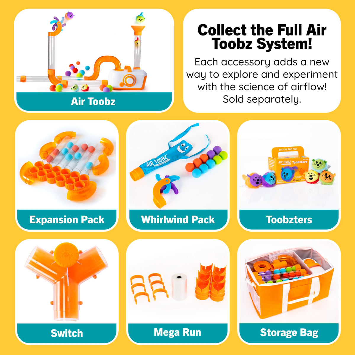Fat Brain Toys Air Toobz Mega Run 100ft Tube Air System Extension Kit with 6 Connectors and 6 Locks Compatible Air Toobz and Accessories, Creative STEM Building Set from 3 Years