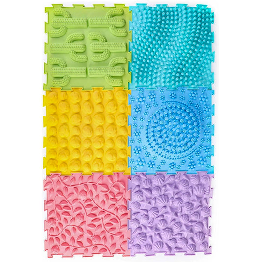 Sensory Junction Multicolored Massage Puzzle Floor Mats - Interlocking Orthopedic Game