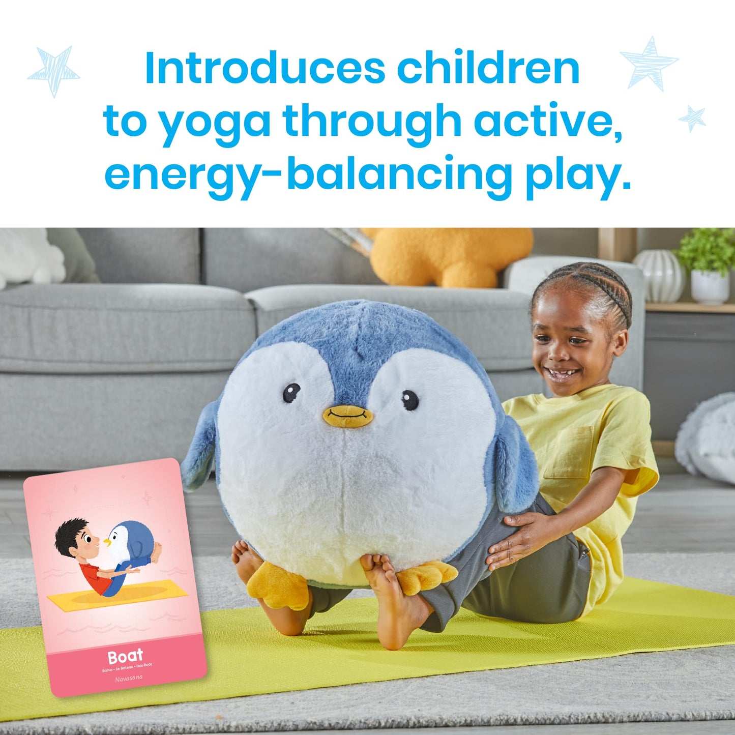 hand2mind Penguin BubblePlush Yoga Ball Buddy, Yoga for Kids, Calming Corner for Elementary Students, Kids Exercise Equipment, Active Play for Ages 3 and Up