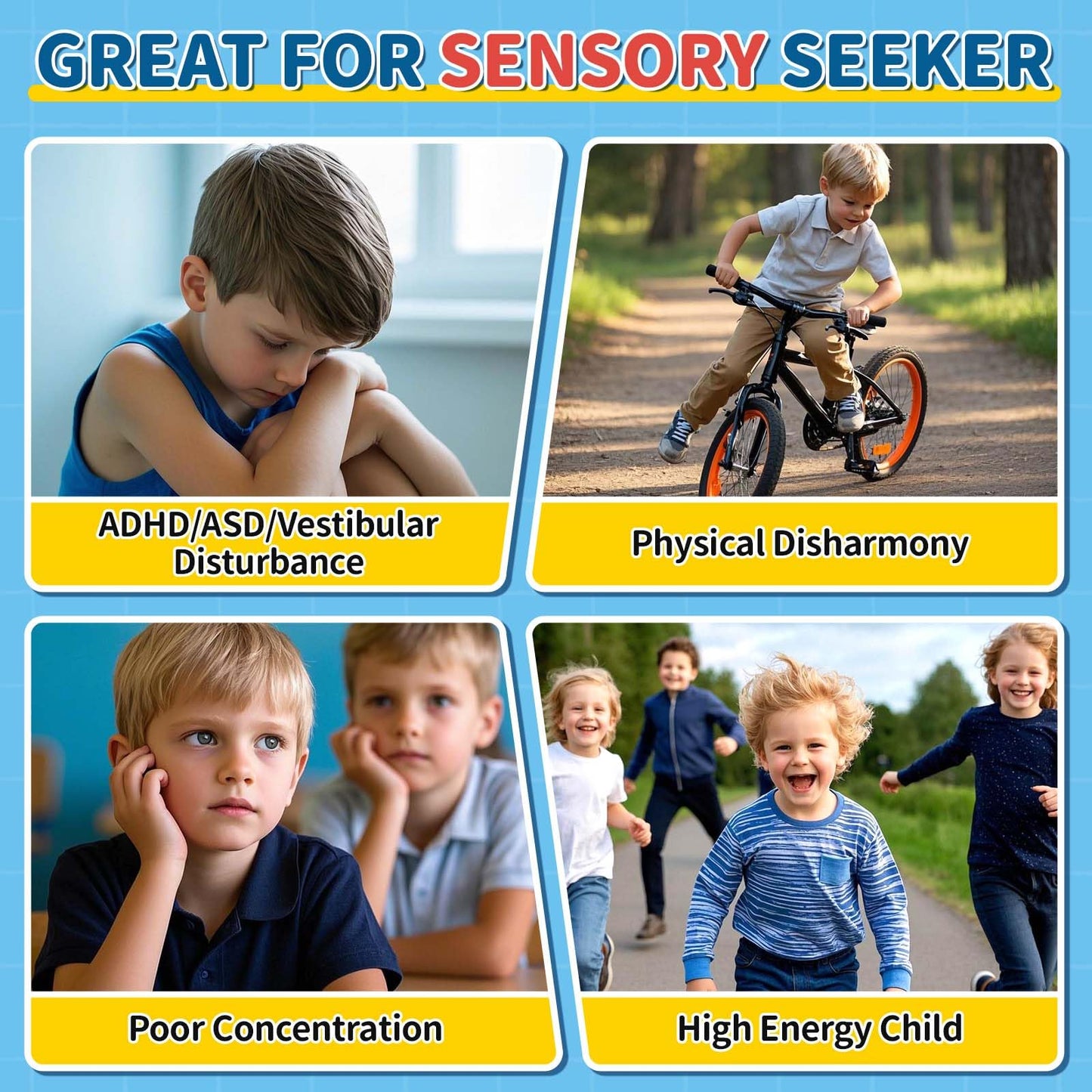 KidBloom Spinning Chair for Autism, Upgrade Handle Sensory Toys for Autism, Autism Sensory Equipment, Sit and Spin ADHD Sensory Chair