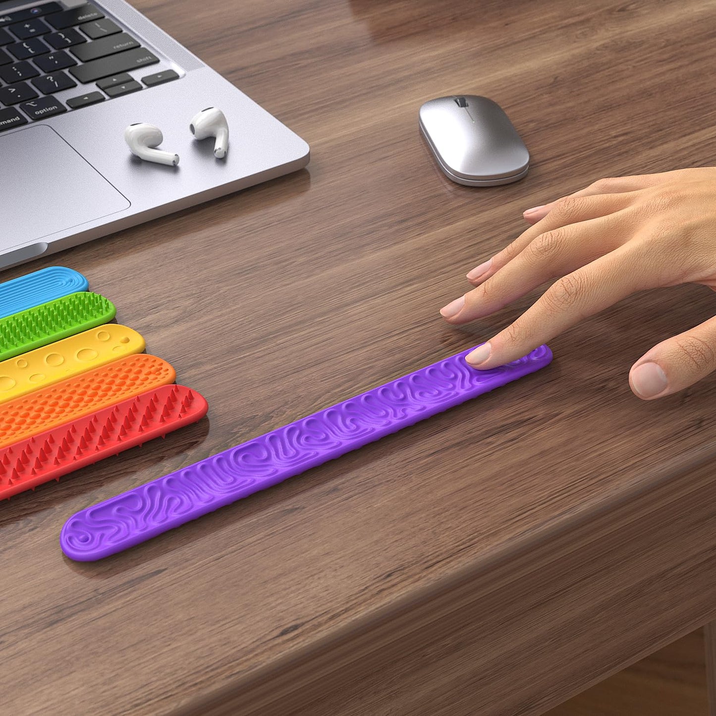 Textured Slap Bracelets for Kids&Adults,6Pcs Fidget Bracelet Stress Relief Sensory Toys for Kids with Autism ADHD Anxiety Aid, Classroom Rewards, Stocking Fillers for Teenage Girls Boys Gift