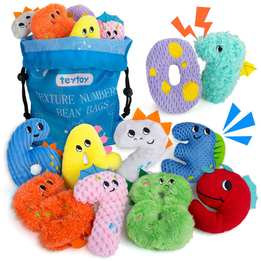 teytoy Texture Sensory Bean Bags Toys for Autism, 10 Fidget Sensory Number Toys