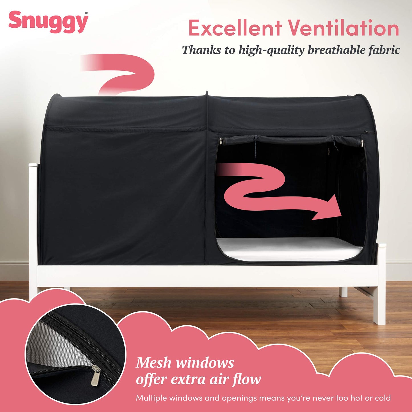 Snuggy Pod Bed Canopy - Blackout (Single) | Sensory-Friendly Enclosed Pop-Up Bed Tent for Kids & Adults | Indoor Sleep Pod for Privacy & Light Control | Lightweight, Breathable & Foldable Design