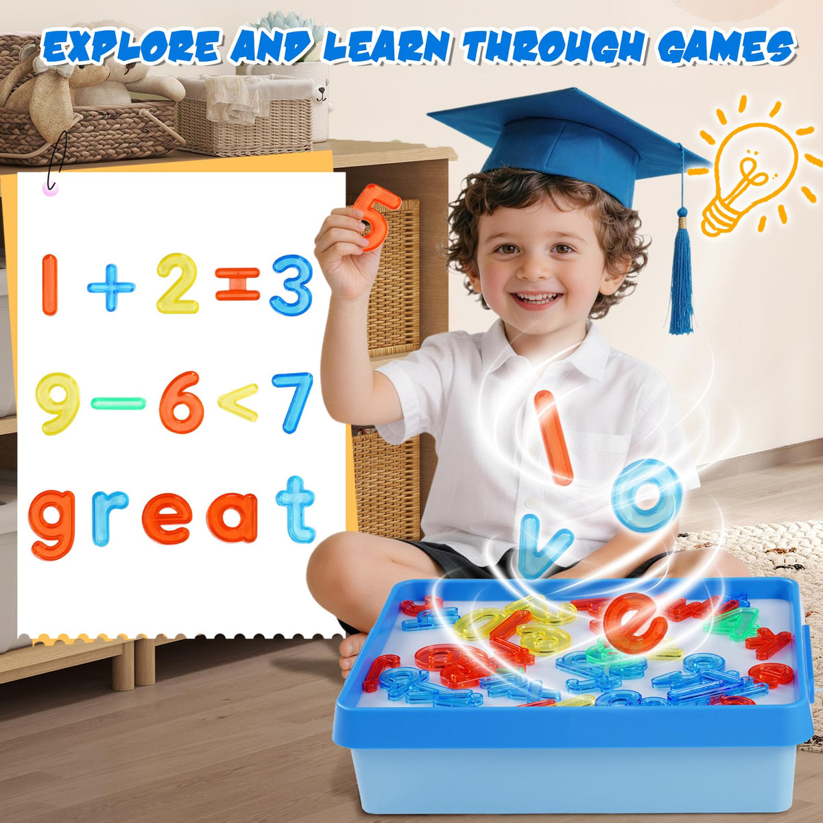 Yosamy Sensory Light Toys for Autism,LED Sensory Table with Manipulatives