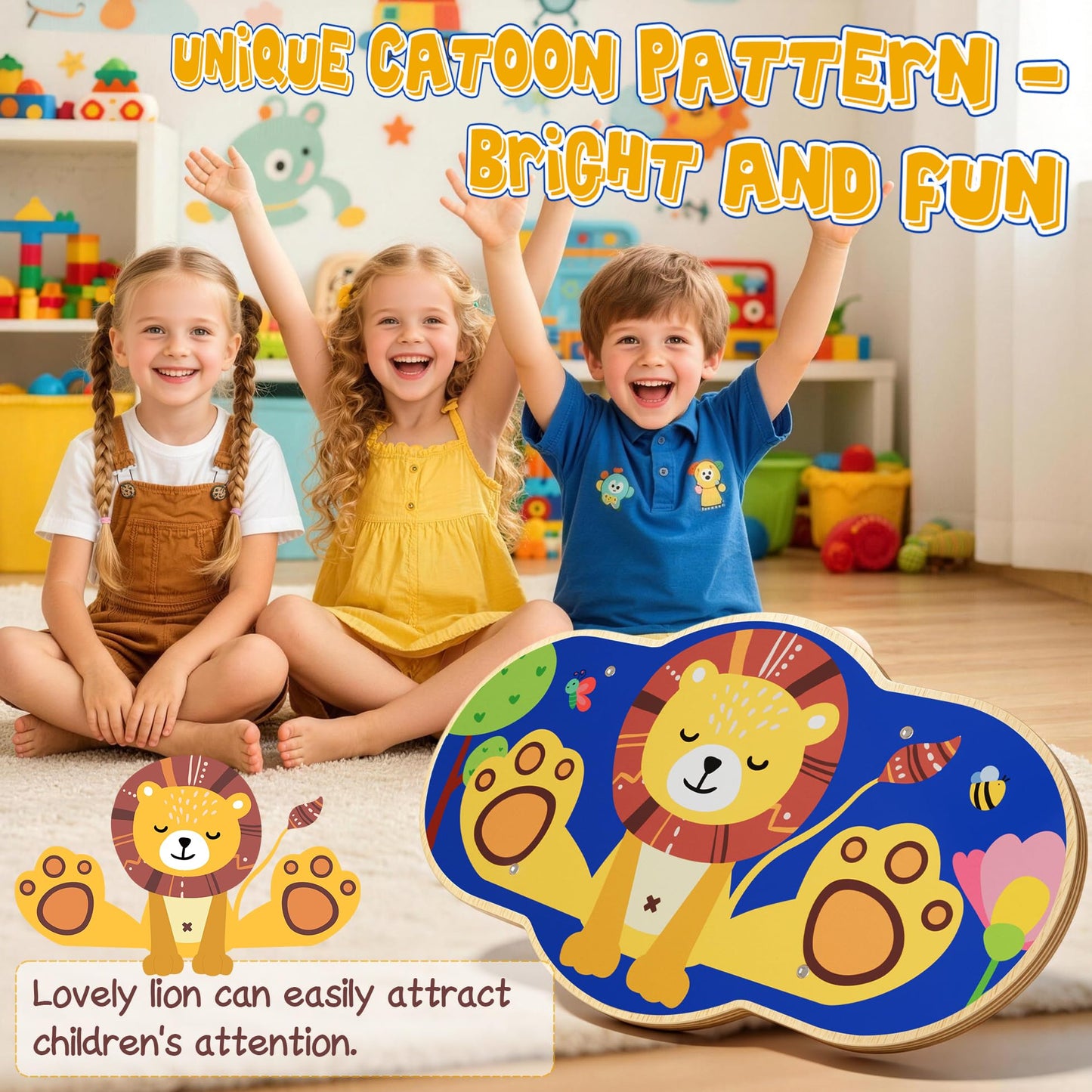Kids Wooden Wobble Balance Board,Rocker Balance Toy for 3+,Indoor/Outdoor
