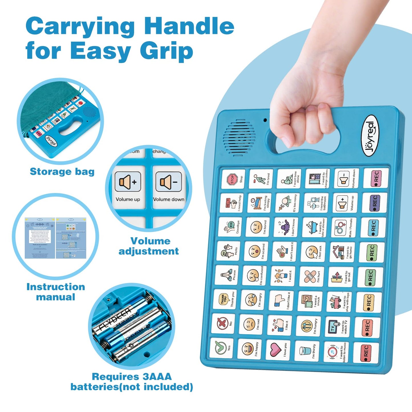 Joyreal AAC Device for Autism, Non Verbal Communication Tools for Speech Therapy & Stroke Rehab. Augmentative Alternative Communication Tablet, Autism Talking Aids with 8 Programmable Buttons
