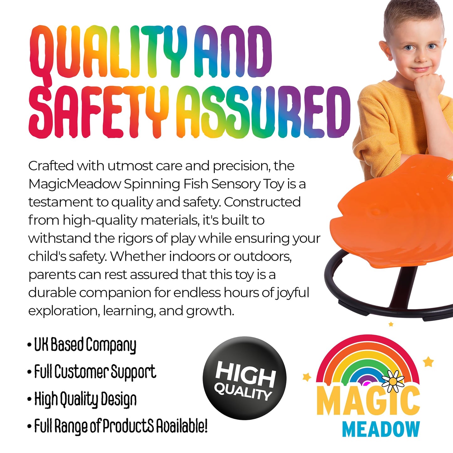 MagicMeadow Sensory Spinning Chair for Autism - Fish Therapeutic Swivel Seat for Autism & ADHD Chair - Calming Spinny for Children’s Support - Non-slip Sit and Spin Sensory Spinning Seat
