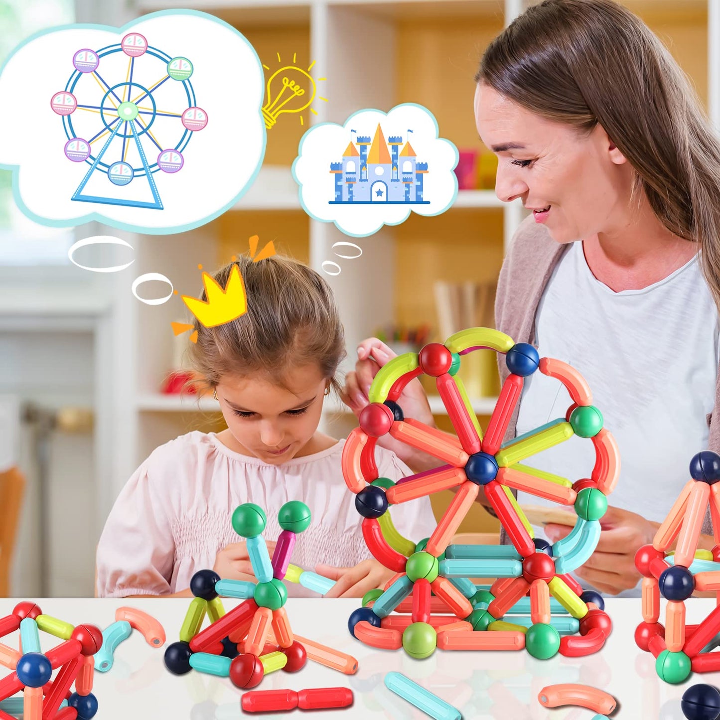 BAKAM Magnetic Building Blocks for Kids Ages 4-8, STEM Construction Toys for Boys and Girls