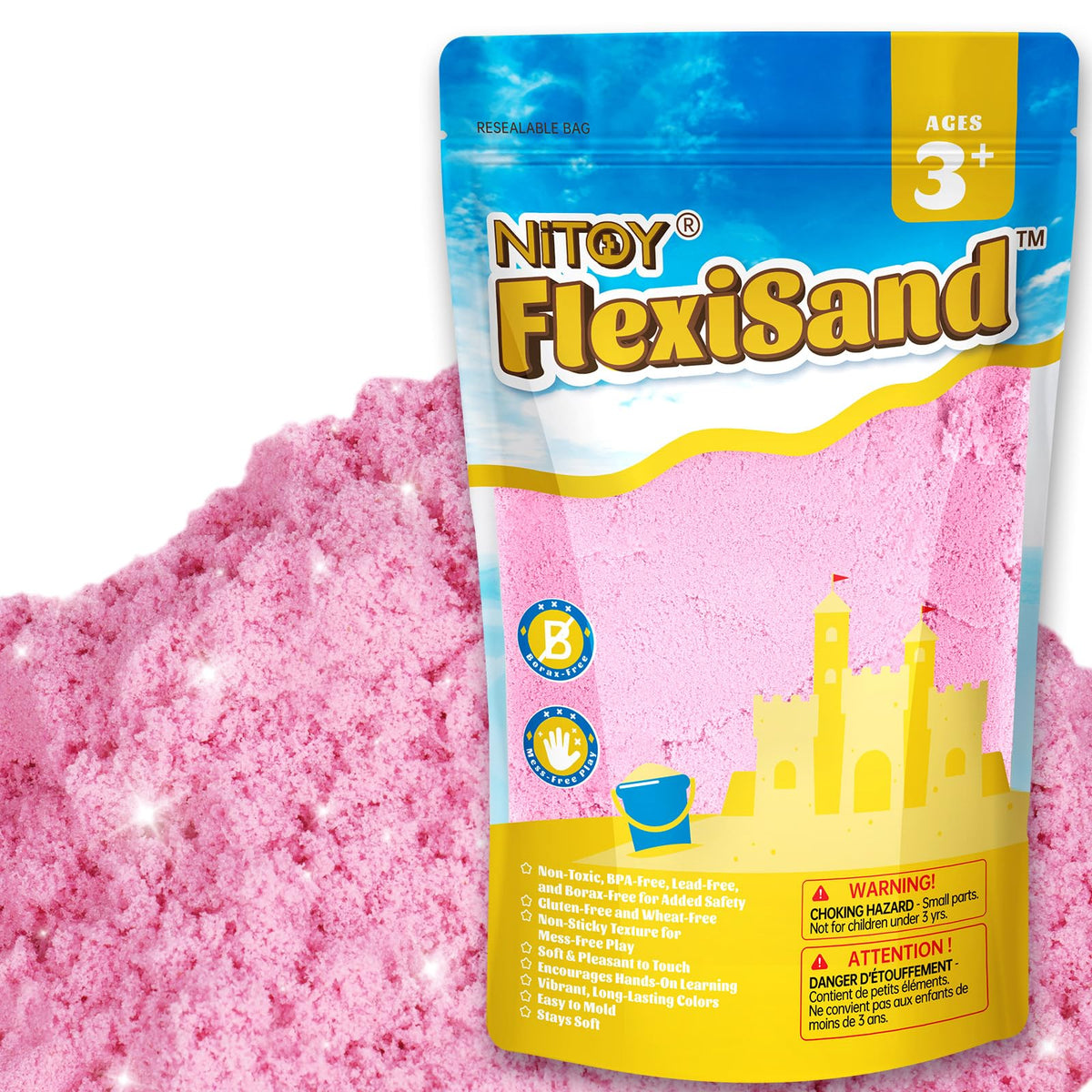 NiToy FlexiSand 2.2Lbs/1kg Mouldable Play Sand Refill, Pink