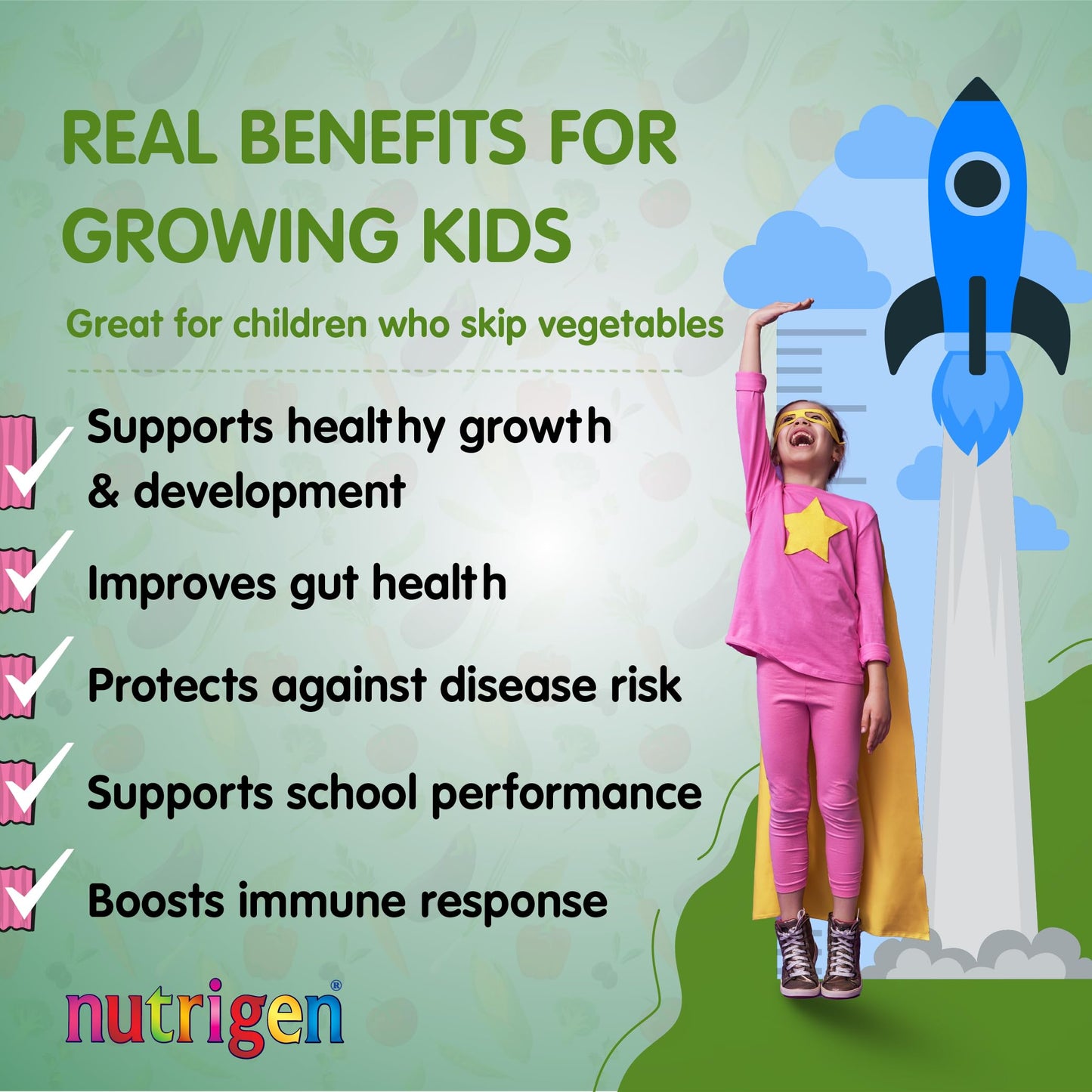 Nutrigen Vegy Syrup 200 mL - Vitamins, Minerals, and 7 Vegetable Extracts in Pomegranate Juice