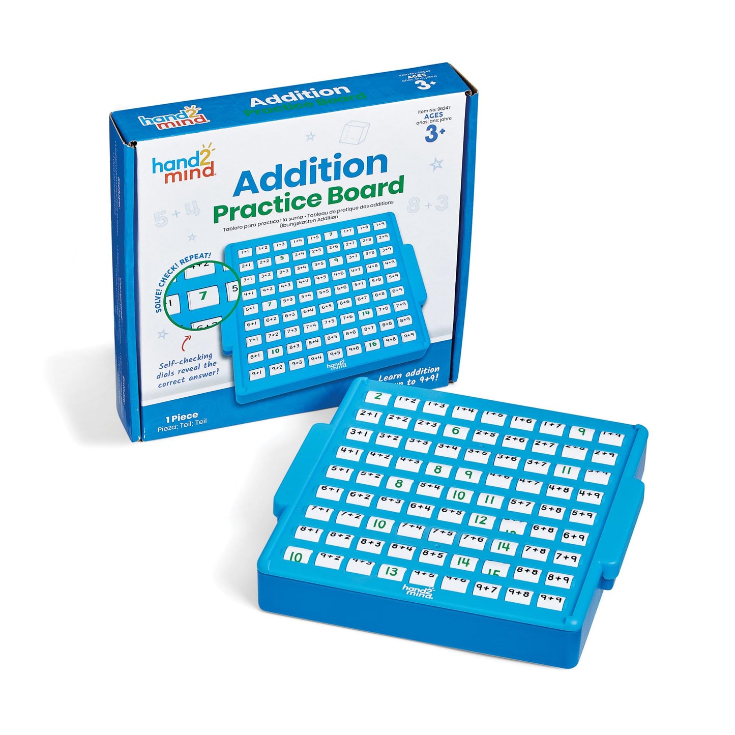 Learning Resources Addition Practice Board, Ages 3+, Learn Addition, Self-Checking Activity Board for Independent Learning, Solve 81 Maths Problems