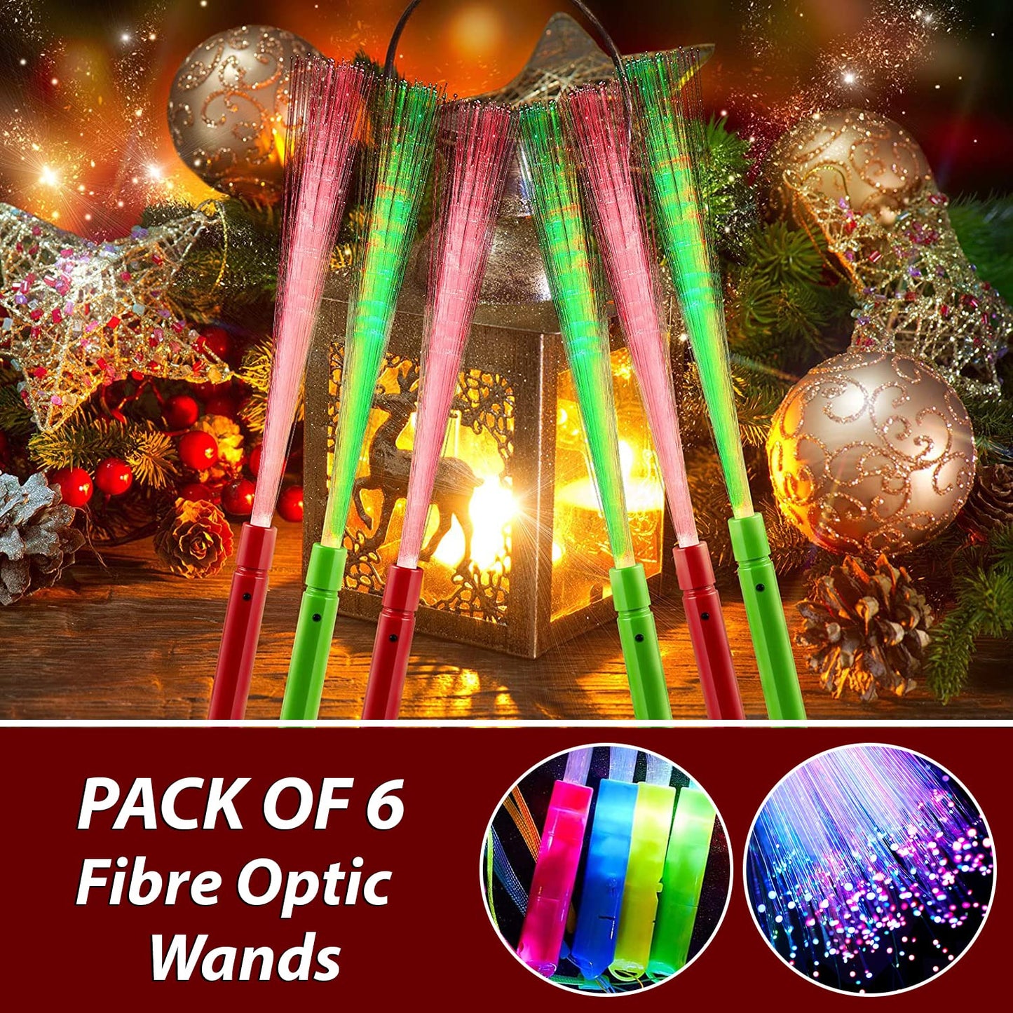 Pack Of 6 Fibre Optic Wands For Kids, Flashing Wands Kids-Light Up Wands For Kids 3 Modes Light Up Colorful 7 Blinking Colours In The Dark Wands Sticks, Glow Wands For Kids, Birthday, Party Favours
