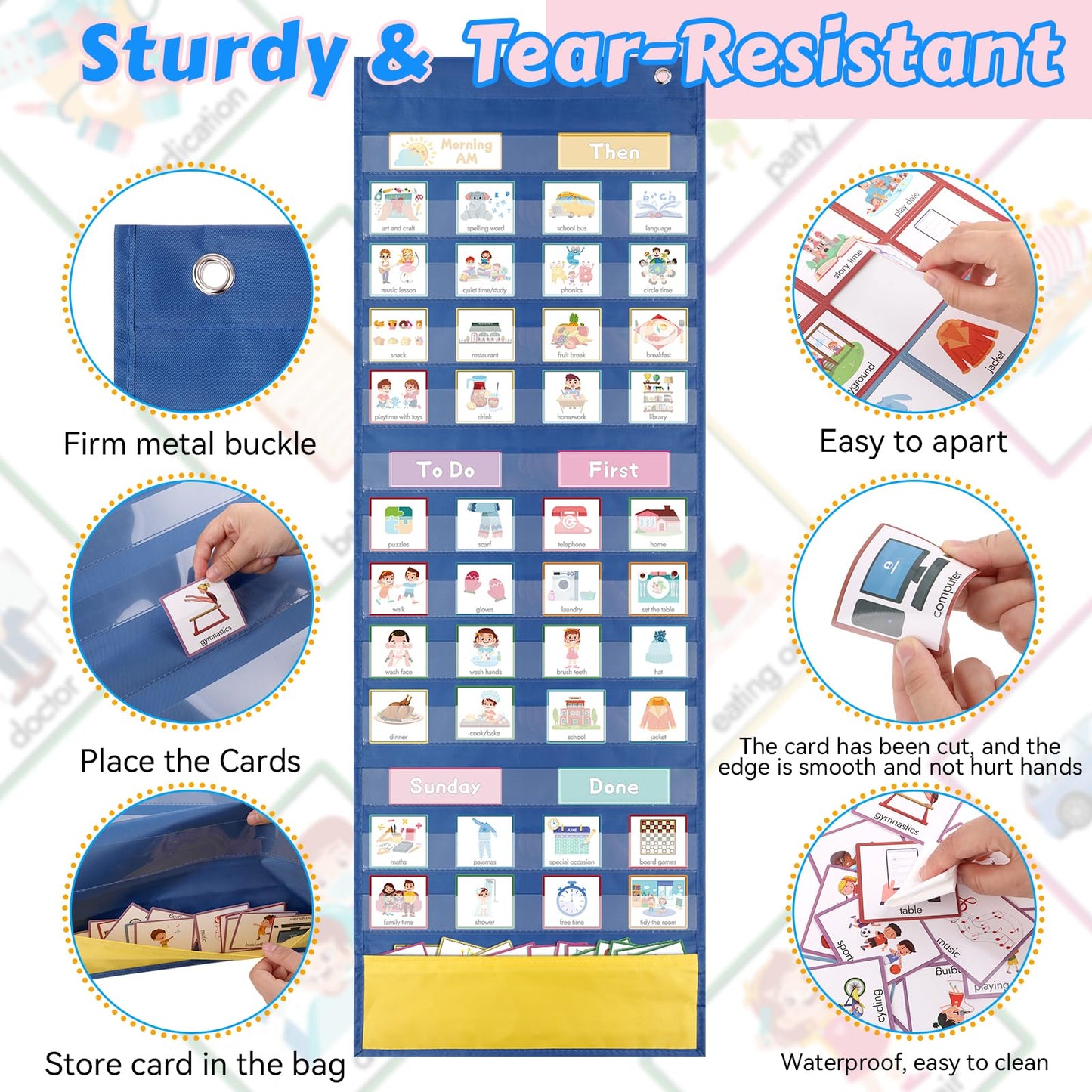 Visual Timetable, 123 Pecs Cards Weekly Routine Chart for Children, Magnetic Now and Next Board