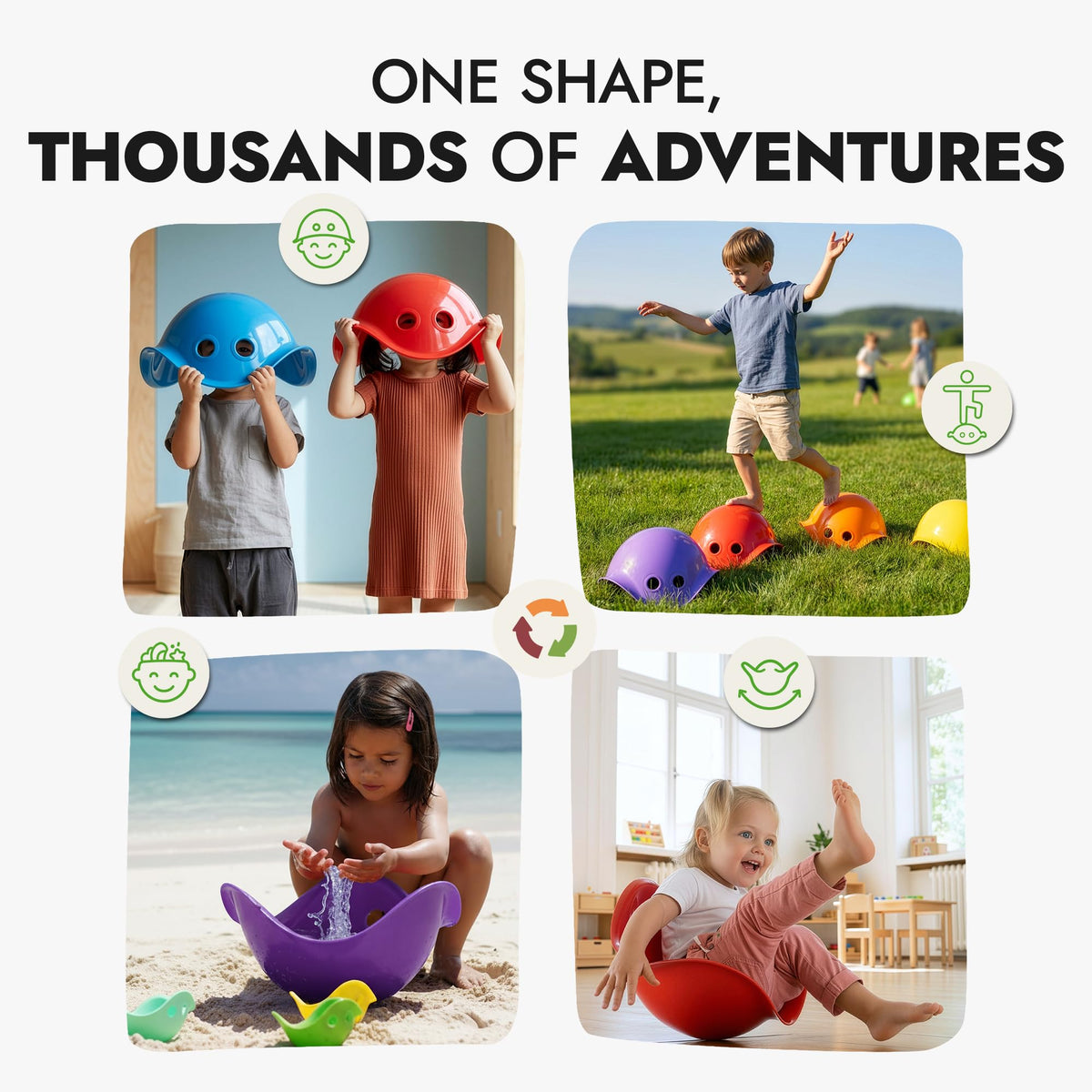 MOLUK Bilibo Open-Ended Sensory Toy for Toddlers & Kids, Swiss Design for Balance, Spinning & Imaginative Play, Durable Indoor & Outdoor Toddler Toy for Children Aged 2+, Purple