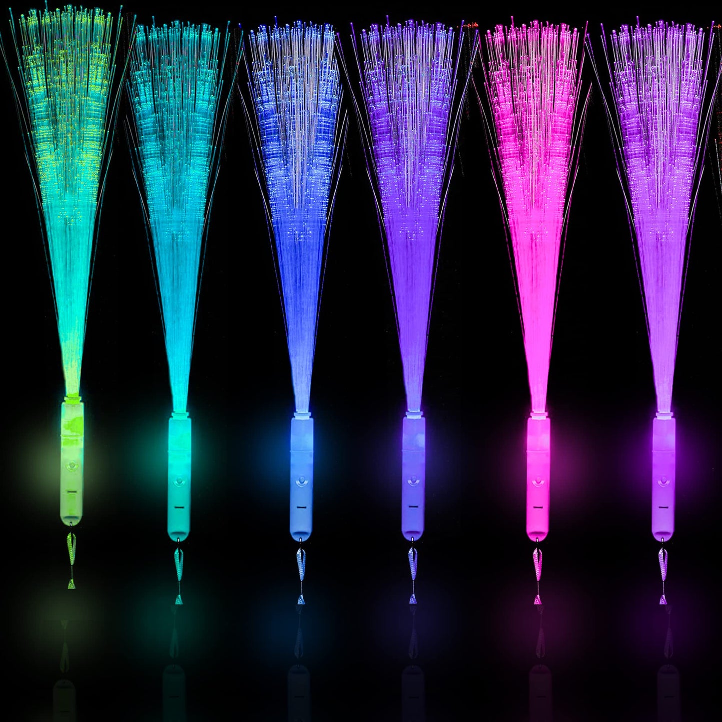 Pack Of 6 Fibre Optic Wands For Kids, Flashing Wands Kids-Light Up Wands For Kids 3 Modes Light Up Colorful 7 Blinking Colours In The Dark Wands Sticks, Glow Wands For Kids, Birthday, Party Favours