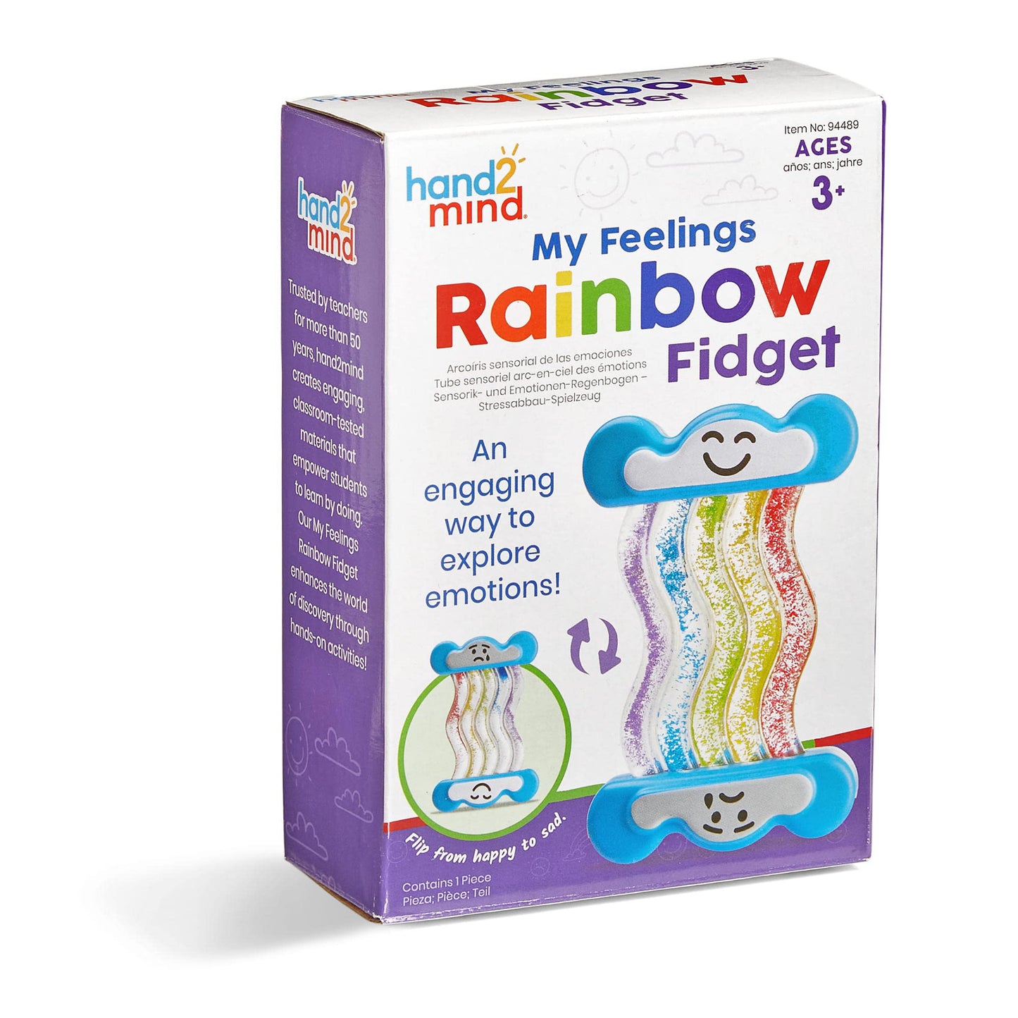 Learning Resources See My Feelings Rainbow Fidget, Double-Sided Colourful Rainbow Sensory Fidget Toy Helps Children Identify Emotions, Focus & Calm Down, Securely-Sealed, Ages 3+