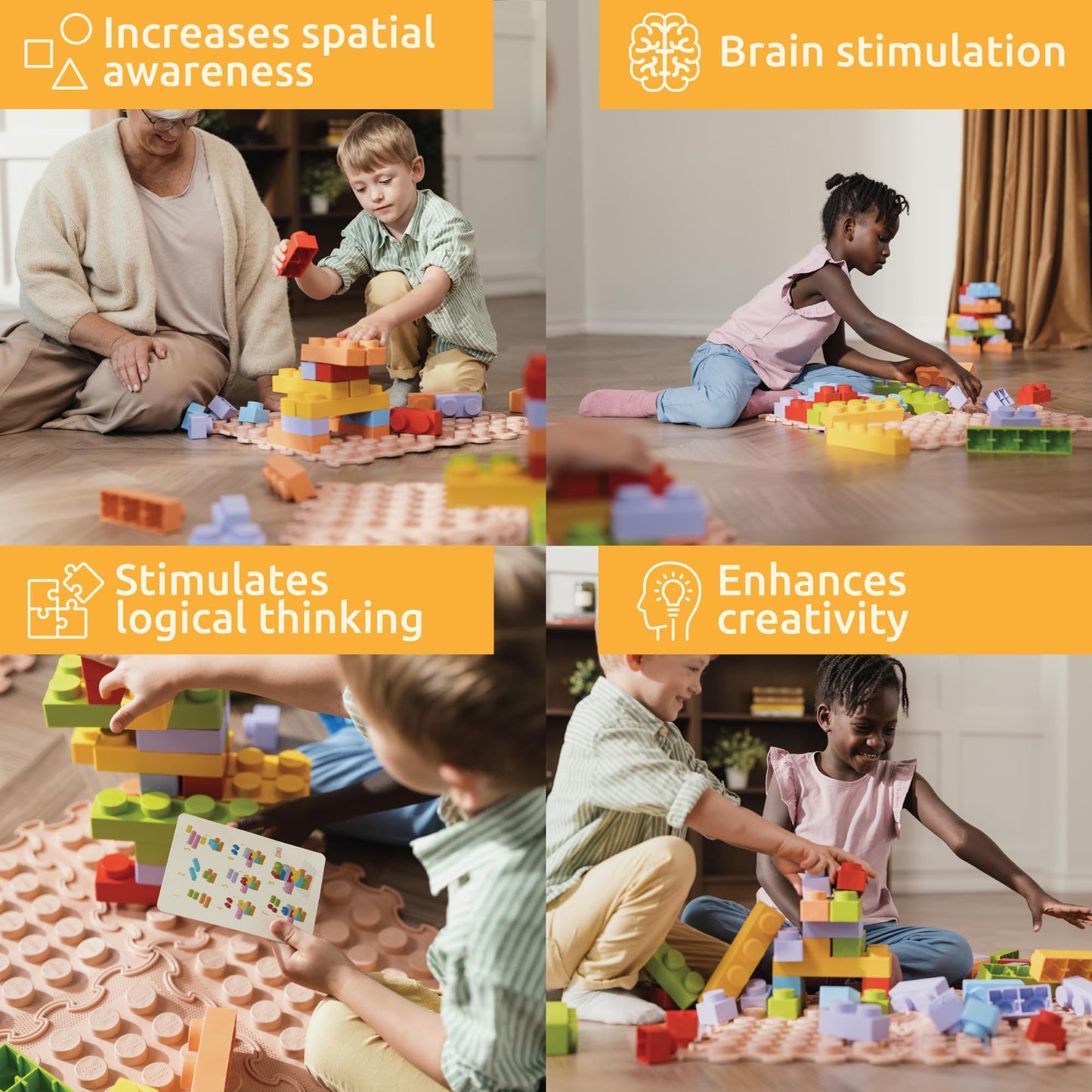 ORTOTO 32-Piece Set 'World of Sensory Soft Bricks' –Stacking Toy for Creative Play, Soft Building Blocks for Sensory Development, Block game