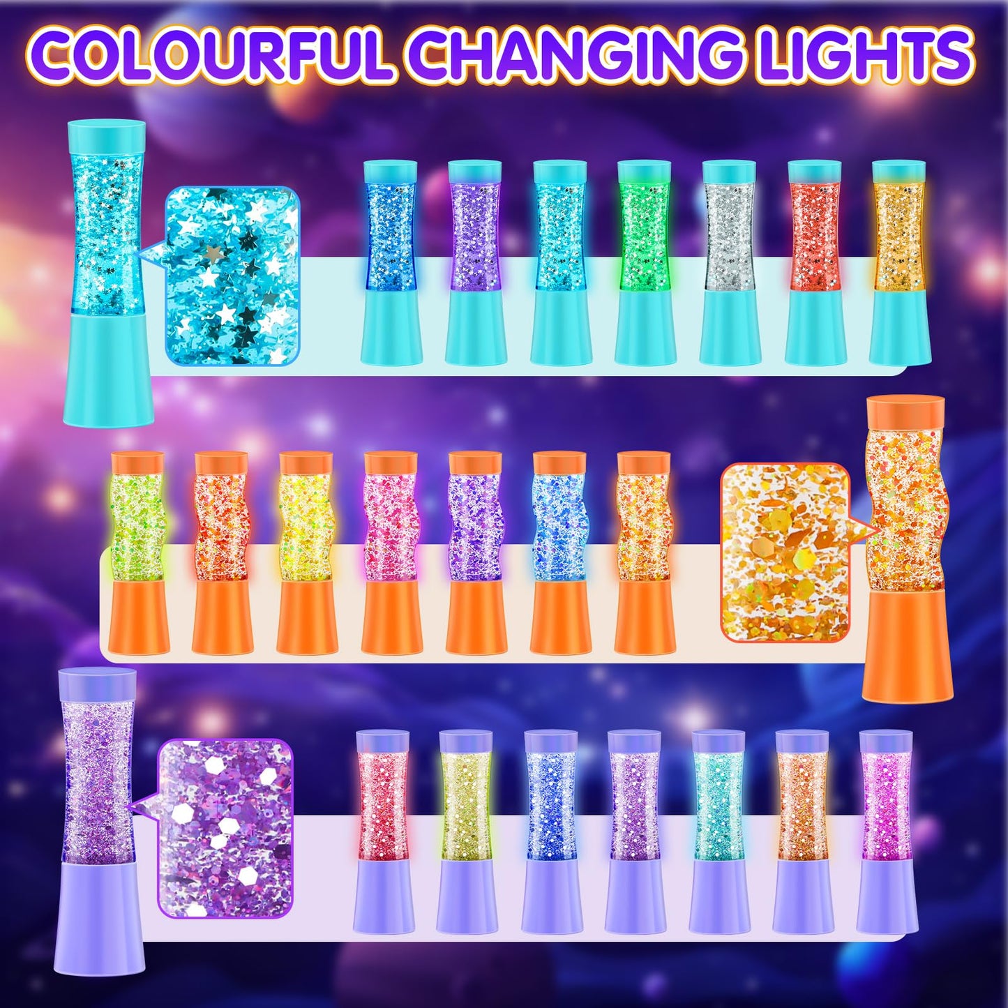 Sensory Toys for Autism, CS COSDDI 3 Pack Sensory Lights for Autism & ADHD with Switch Button, Autism Sensory Equipment Special Needs Developmental Toys for Autism Kids Teenagers Adults Boys Girls