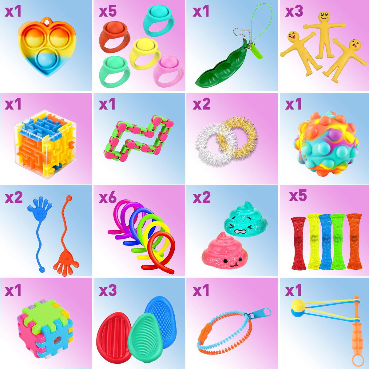75 pcs Fidget Toys Kids Pack - Classroom Prizes, Pinata Fillers, Treasure Chest Goodie Bag Rewards with Pop its, Party Favours, Sensory Toys, Bulk Fidgets Box Gifts for Girls and Boys