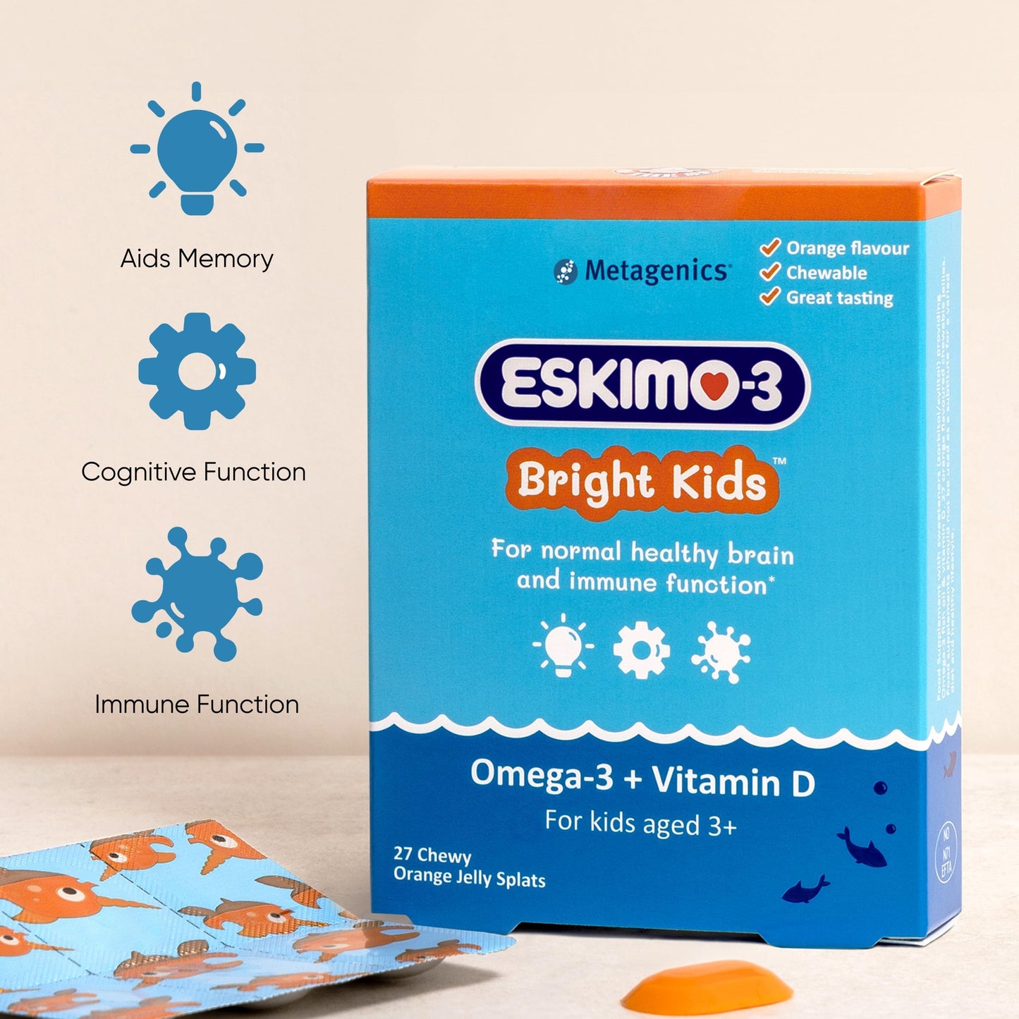 Eskimo-3 Bright Kids Fish Oil by Metagenics - Jelly Splats, 27 Servings