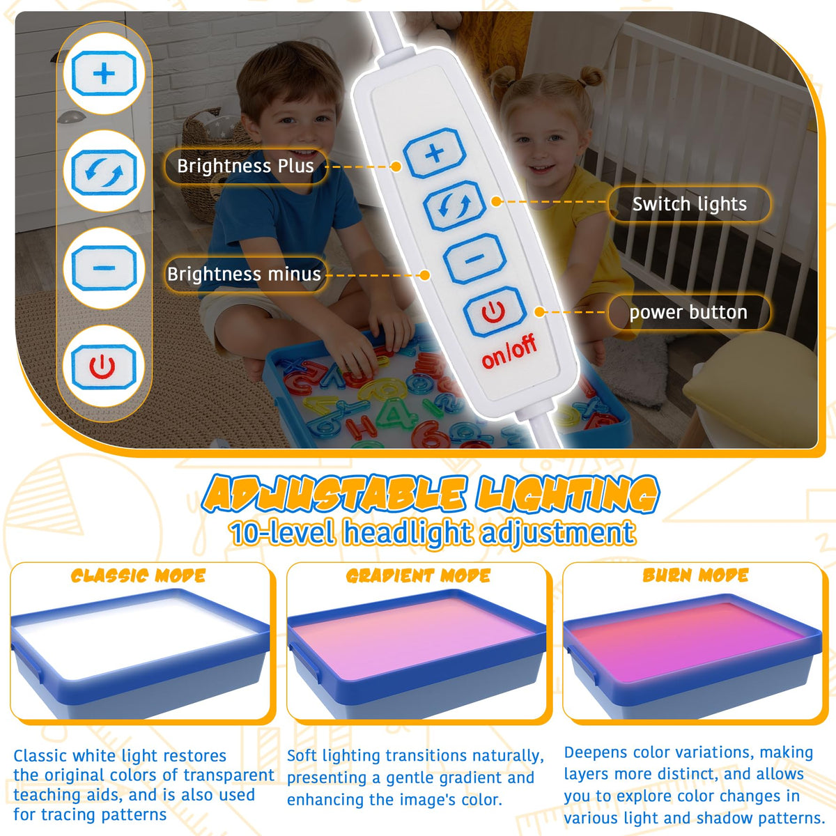Yosamy Sensory Light Toys for Autism,LED Sensory Table with Manipulatives