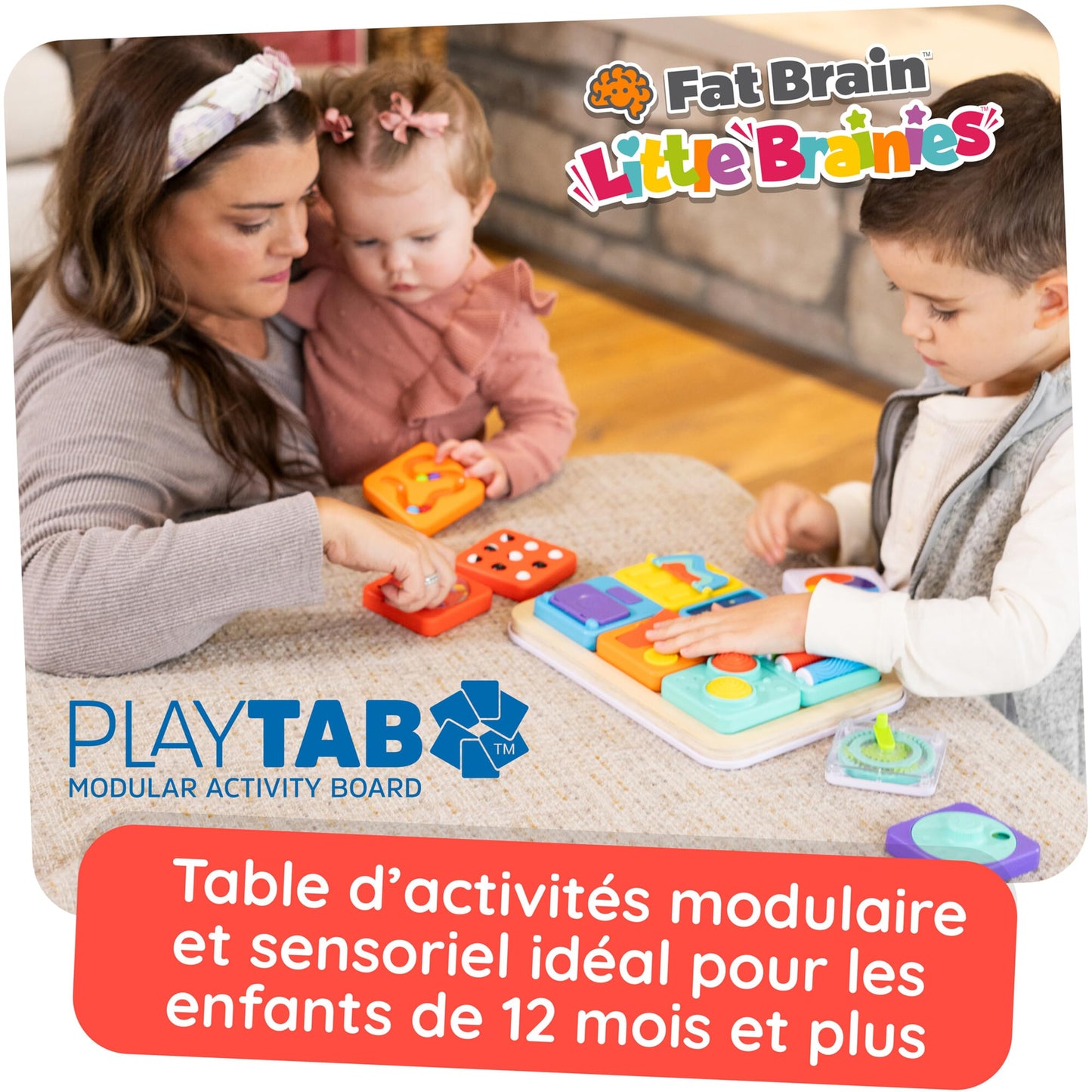 Fat Brain Toys PlayTab Essential Set, Magnetic Sensory Activity Board, Motor Skills, On-the-Go Play, Toddler Educational Toy, Textures and Gears for Ages 12 Months and Up
