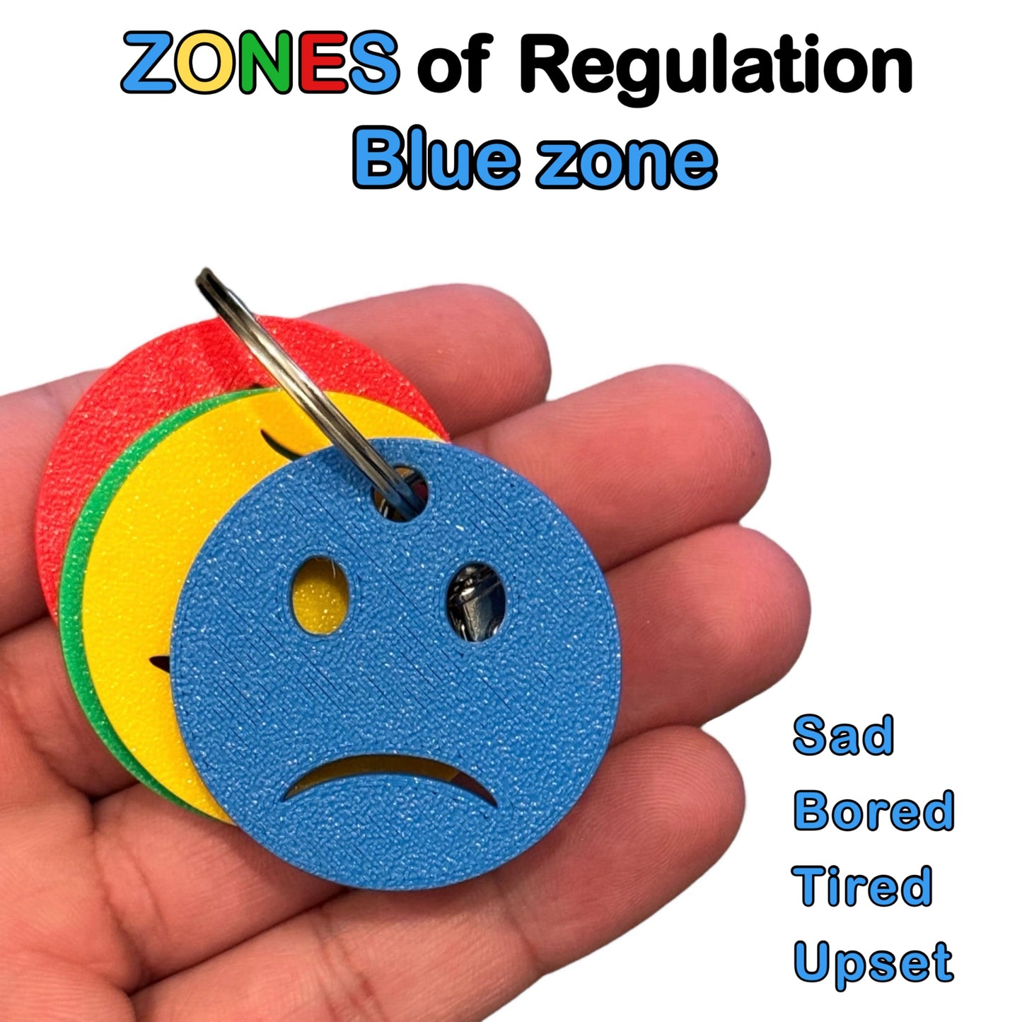 The Original Designed Emotions Regulation Keychain – 4 Colour Coded Mood Zone Discs Teaching Aid | Emotional Regulation and Management Tool for Kids & Adults | SEN Communication Tool/Accessory