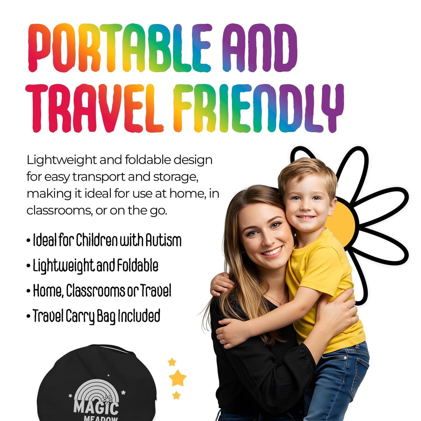 MagicMeadow Sensory Large Pop-Up Blackout Tent | 120cm x 120cm x 120cm
