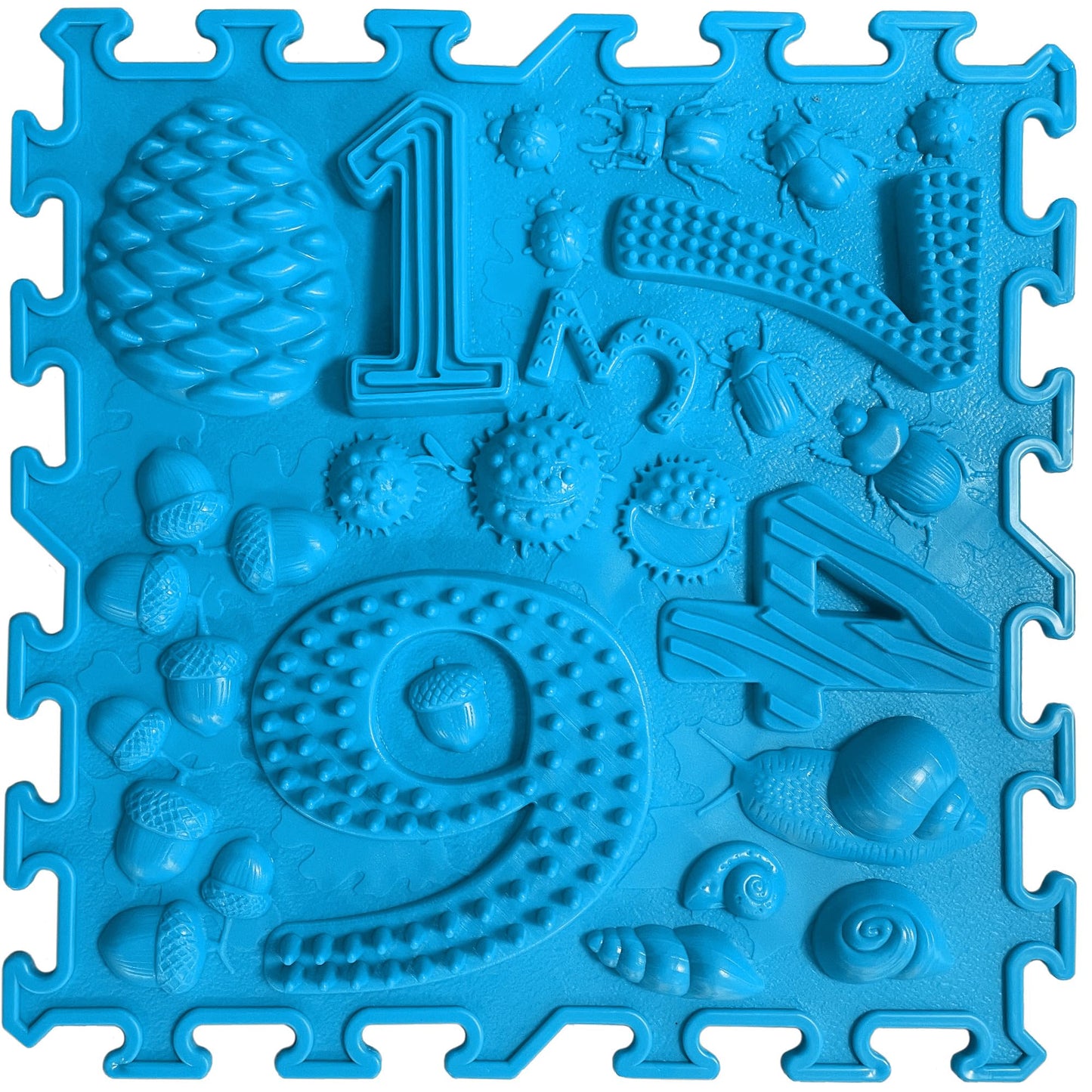 ORTO NATURE 16-Piece Sensory Massage Puzzle Play Mat – Interlocking Orthopedic Floor Tiles & Textured