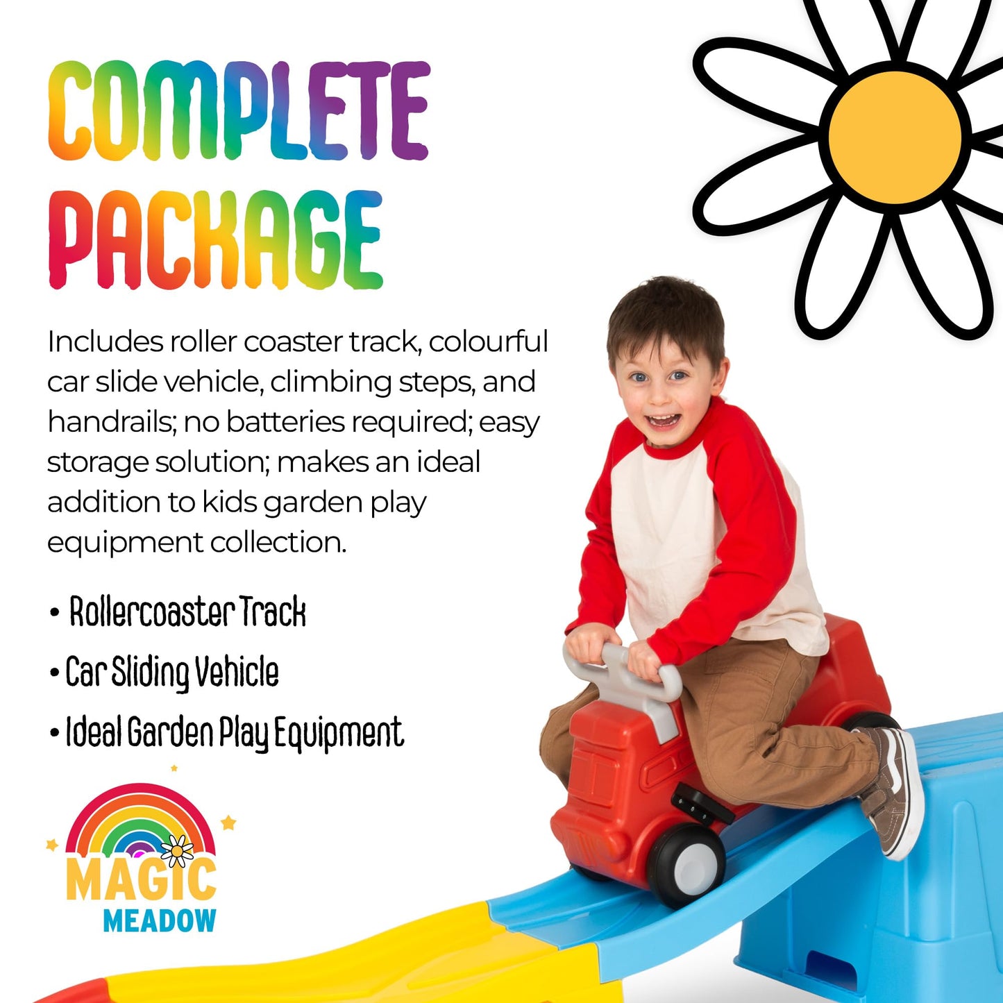 MagicMeadow Roller Coaster Toy for Toddlers | Blue, Red & Yellow