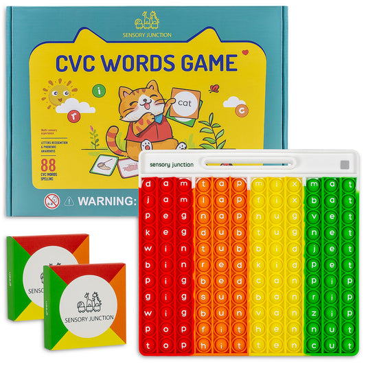 Sensory Junction CVC Word Games – Learn to Read Fast with 88 Phonics Cards – Multisensory Early Reading Game for Ages 3-7 – Homeschool & Classroom Literacy Toy for EYFS, Reception & KS1