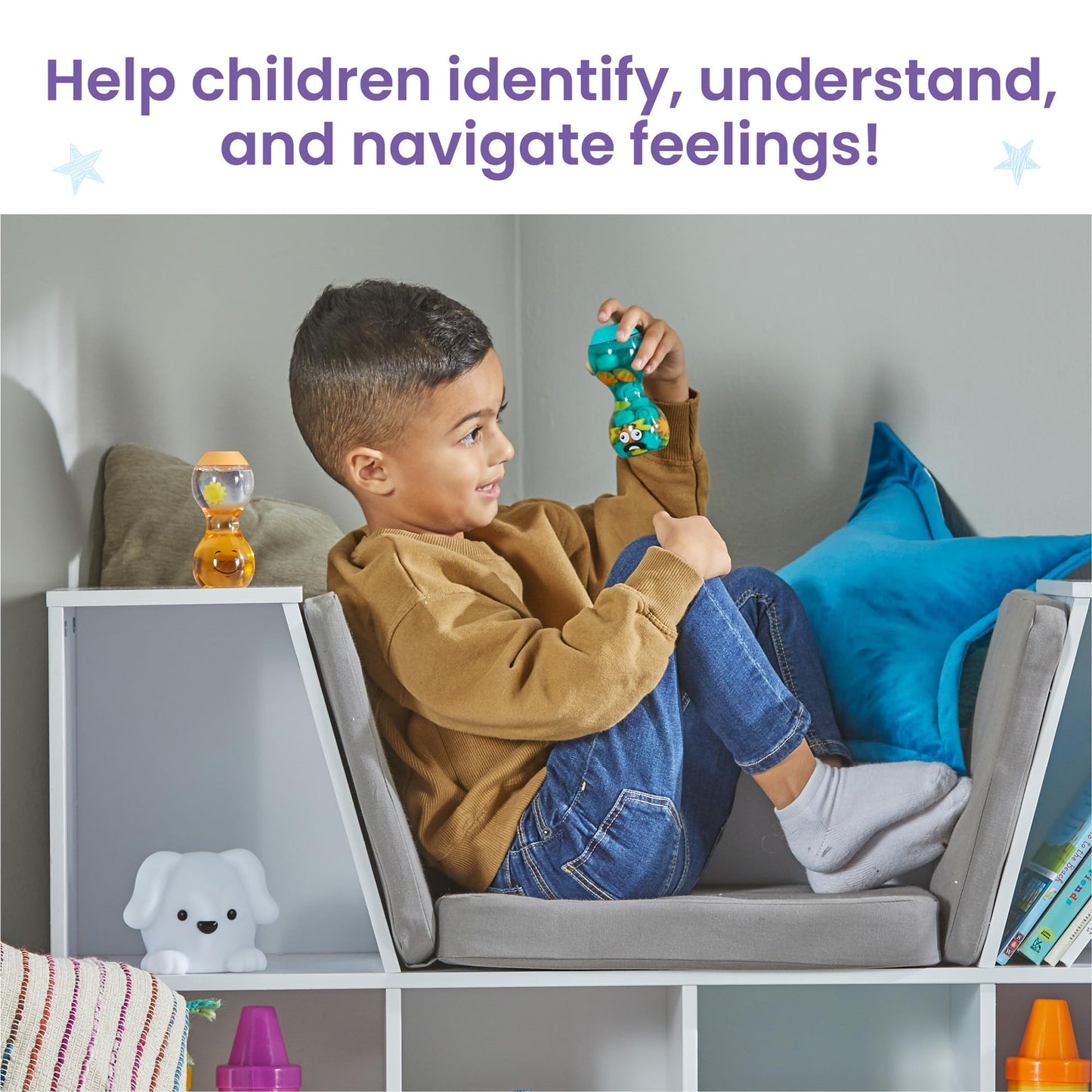 Learning Resources Express Your Feelings Sensory Bottles, Ages 3+, Emotional Learning Toys, Calm Down Bottles for Kids, Overwhelmed & Calm