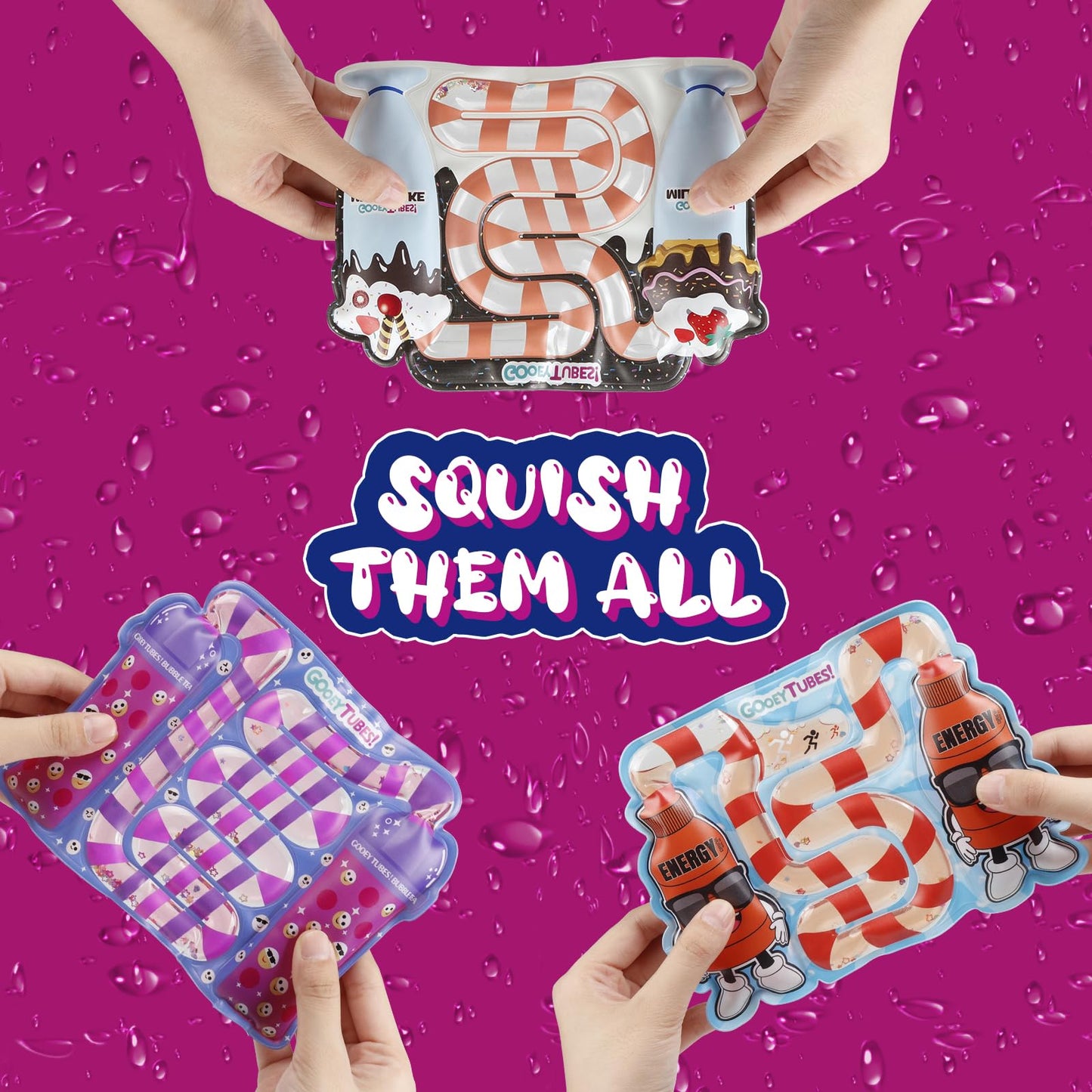 Squeeze Sensory Tubes Fidget Toys,Squeezable Sensory Boards,Squishy Sensory Tubes Filled with Colorful Goo,Glitter and Beads,Non-Toxic,No-Mess,Squeezable Fidget,Stress & Anxiety Relief