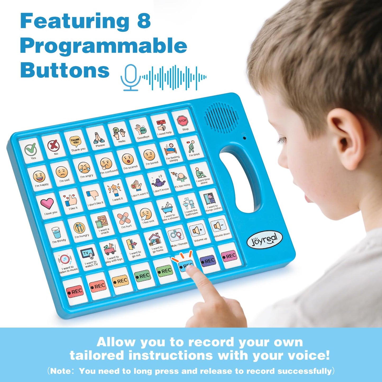 Joyreal AAC Device for Autism, Non Verbal Communication Tools for Speech Therapy & Stroke Rehab. Augmentative Alternative Communication Tablet, Autism Talking Aids with 8 Programmable Buttons