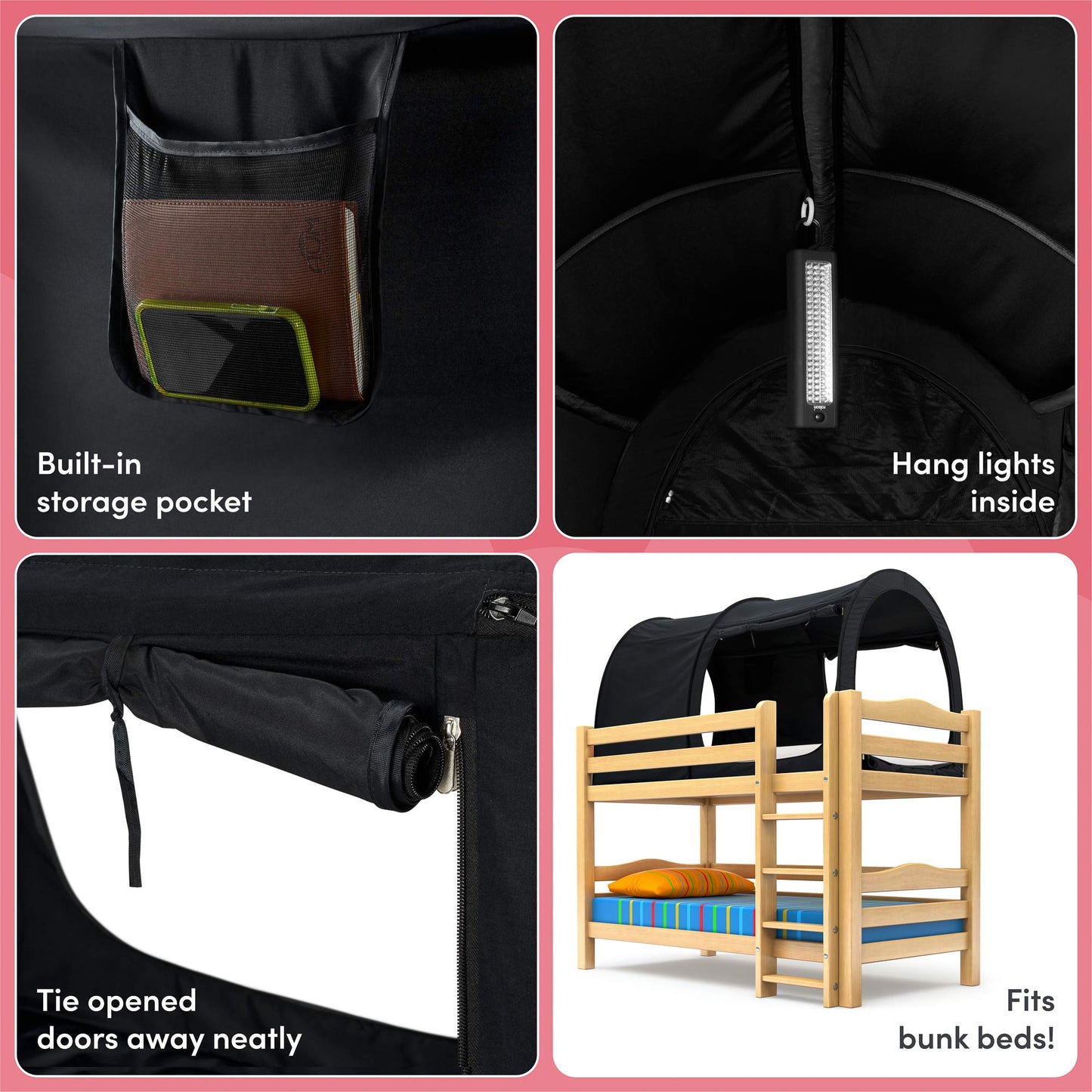 Snuggy Pod Bed Canopy - Blackout (Single) | Sensory-Friendly Enclosed Pop-Up Bed Tent for Kids & Adults | Indoor Sleep Pod for Privacy & Light Control | Lightweight, Breathable & Foldable Design