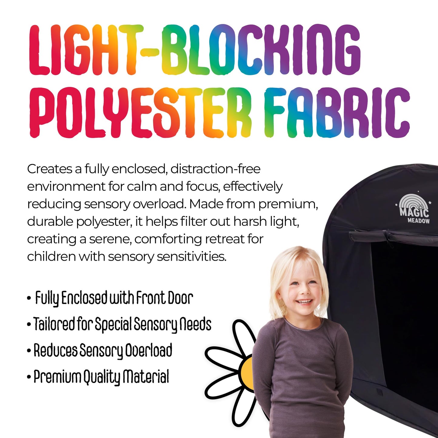 MagicMeadow Sensory Large Pop-Up Blackout Tent | 120cm x 120cm x 120cm