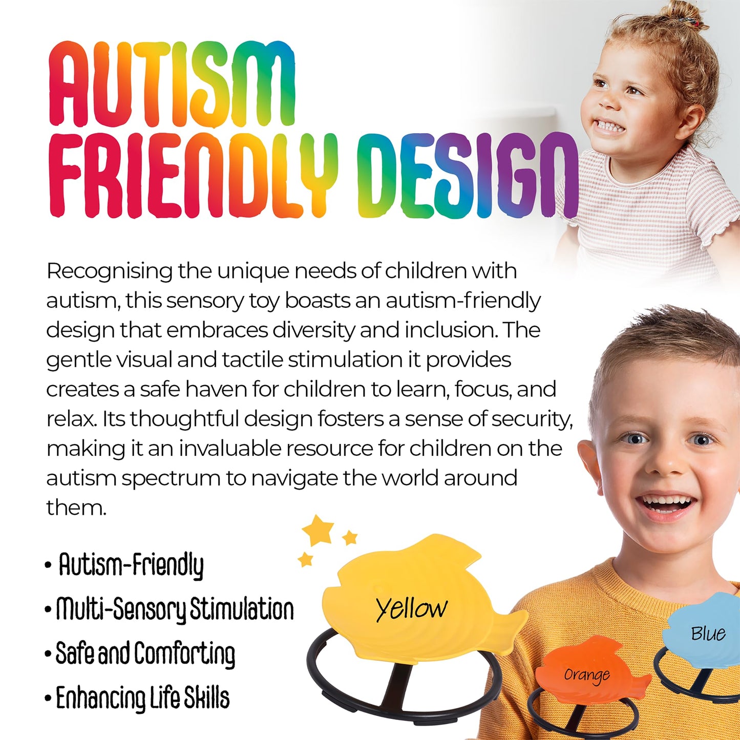 MagicMeadow Sensory Spinning Chair for Autism - Fish Therapeutic Swivel Seat for Autism & ADHD Chair - Calming Spinny for Children’s Support - Non-slip Sit and Spin Sensory Spinning Seat