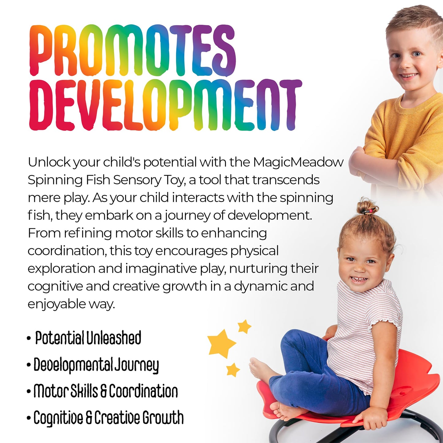 MagicMeadow Sensory Spinning Chair for Autism - Fish Therapeutic Swivel Seat for Autism & ADHD Chair - Calming Spinny for Children’s Support - Non-slip Sit and Spin Sensory Spinning Seat
