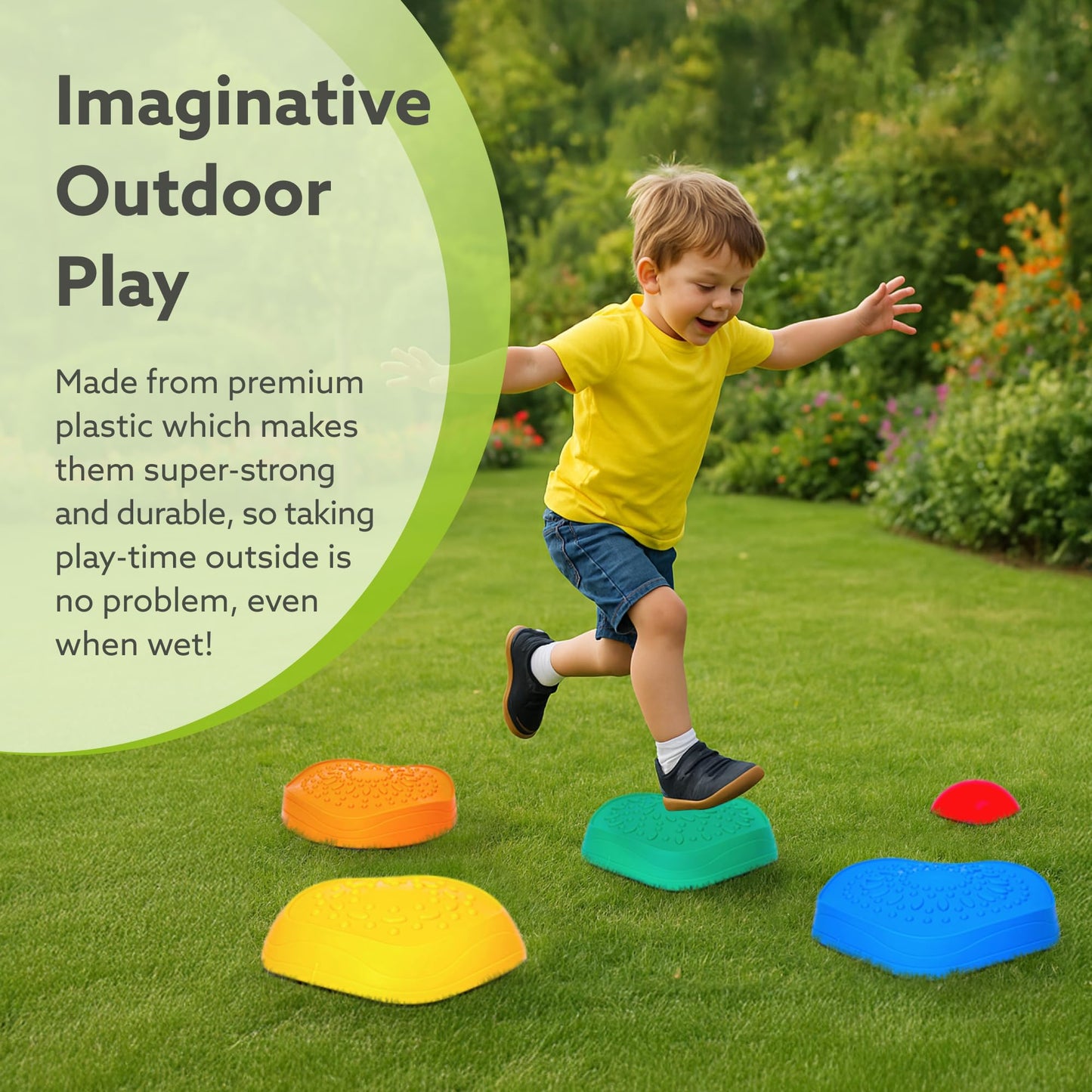 Tippi Sensory Stepping Stones for Kids - 5 Stackable Pieces With Sensory Textured Surfaces - Outdoor Play Equipment For Toddlers - Balance Toys For Children Age 18 Months +