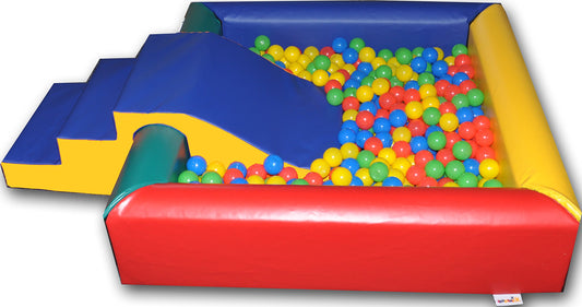 Implay® Soft Play Children's Multi-Coloured Square Ball Pool Activity Toy With Step & Slide