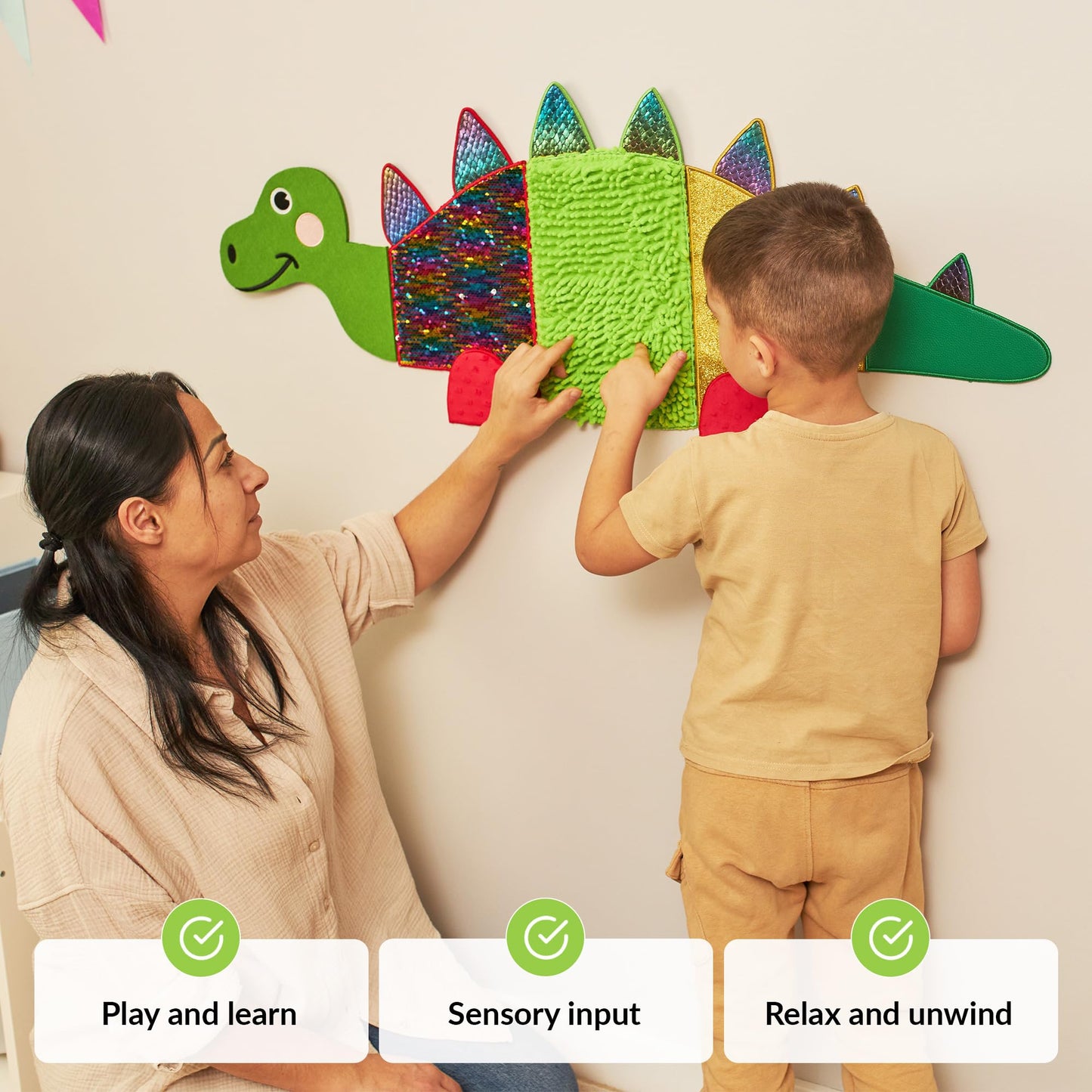 Sensory Wall Panel for Kids | Touch, Feel & Learn | Dog Sensory Room Toys | Activity Play Panels | Wall Busy Board | Calm Down Corner Equipment | Flip Sequin Fabric | for Autism, ADHD, Anxiety