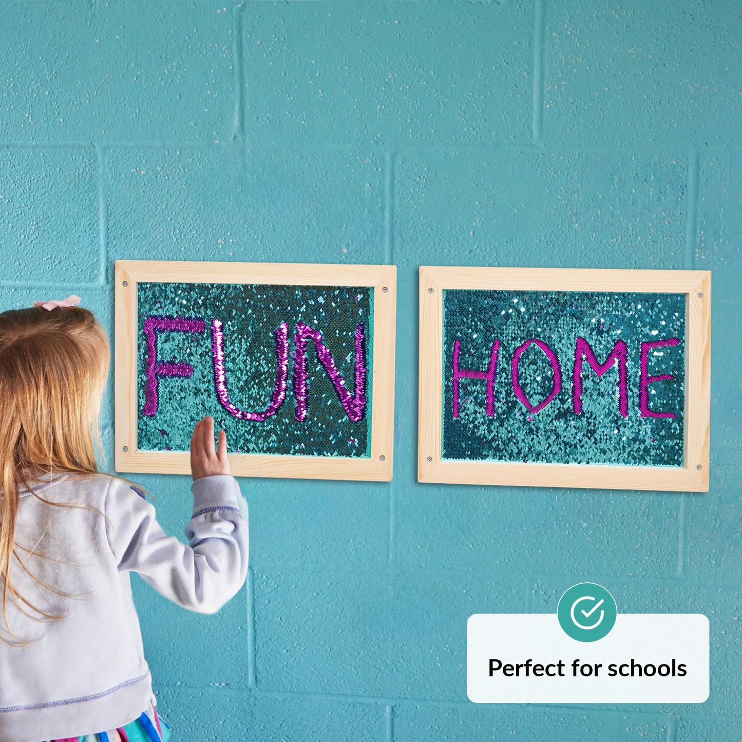 ODOXIA Sequin Wall Frame | Sensory Wall Flip Fabric for Kids | Reversible Sequin Surface | Sensory Wall Panel | Sequin Textile