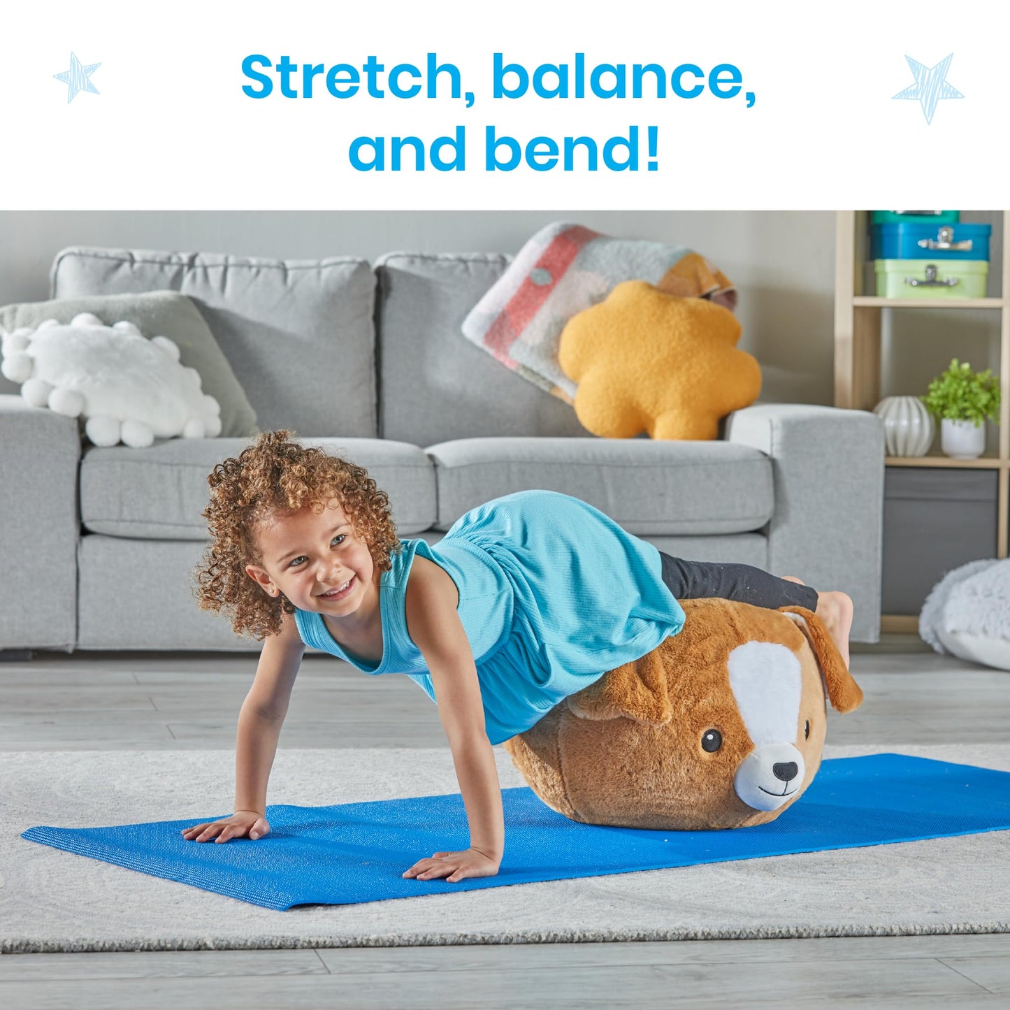 hand2mind Puppy BubblePlush Yoga Ball Buddy, Yoga for Kids, Calming Corner for Elementary Students, Kids Exercise Equipment, Active Play for Ages 3 and Up