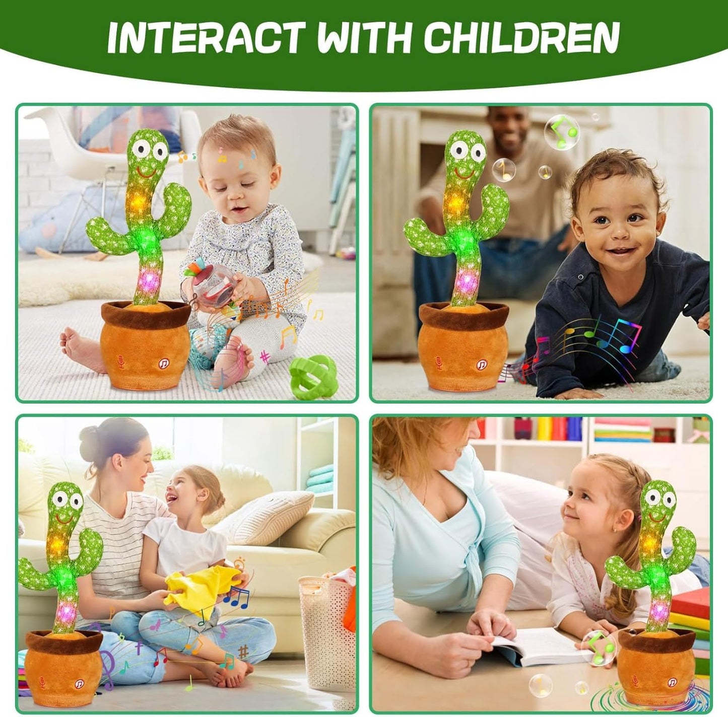 Cactus Toy Sensory Toys Dancing Singing Talking Lighting Repeating Cactus Toy