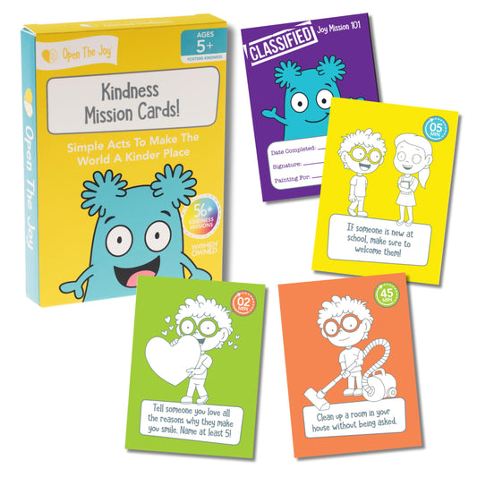 Kids Games Educational Toys - Colourful Kindness Mission Cards, Emotion Cards for Children, Learn About Kindness & Emotions, Ages 4and Up, 56 Secret Missions for a Kinder World, Screen-Free Fun